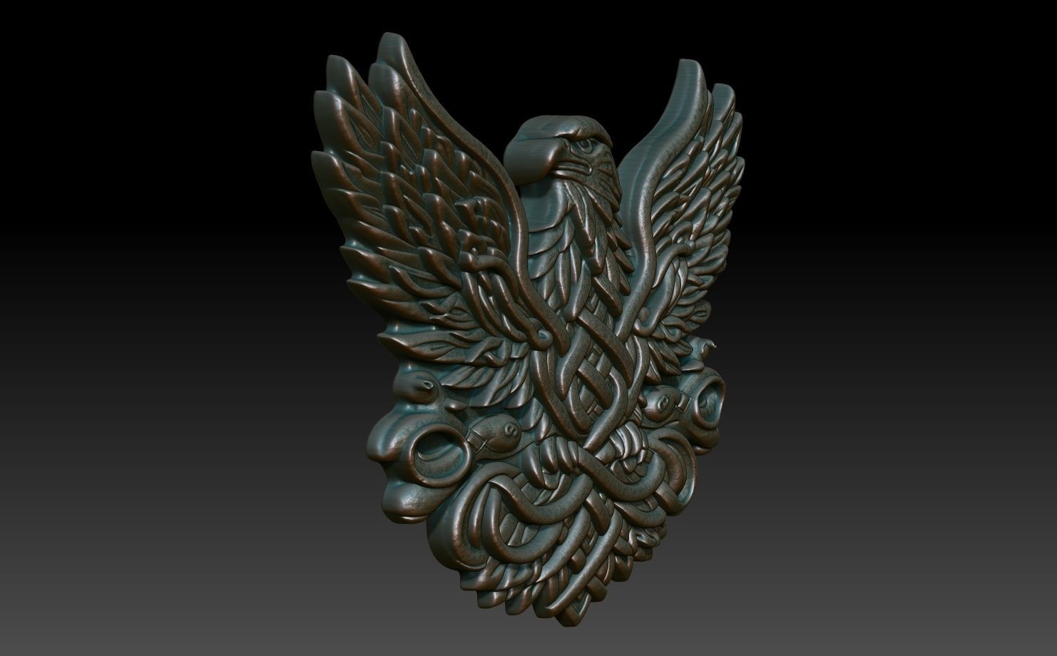 Celtic Eagle basrelief 17 240612 3D print model_2