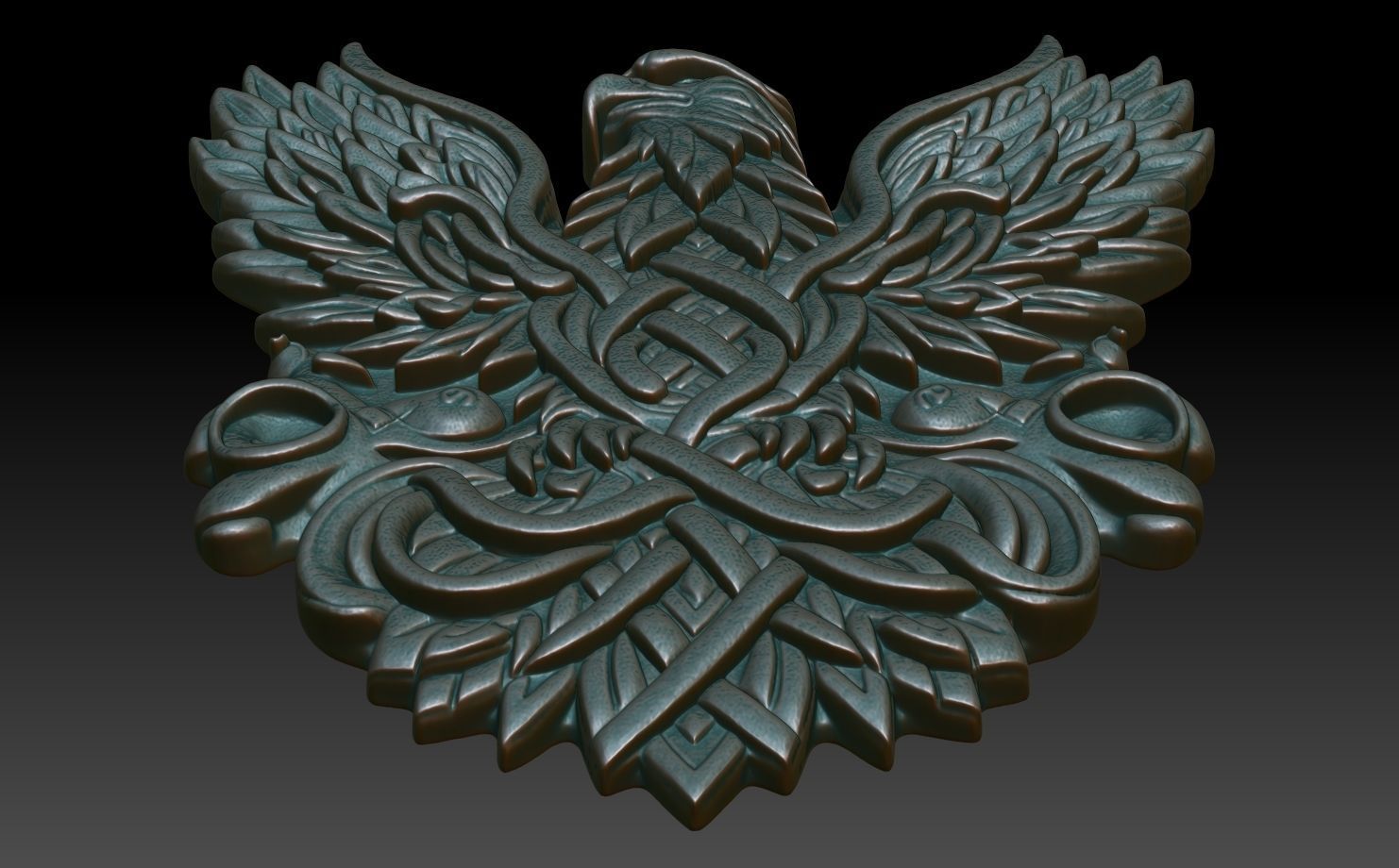 Celtic Eagle basrelief 17 240612 3D print model_4