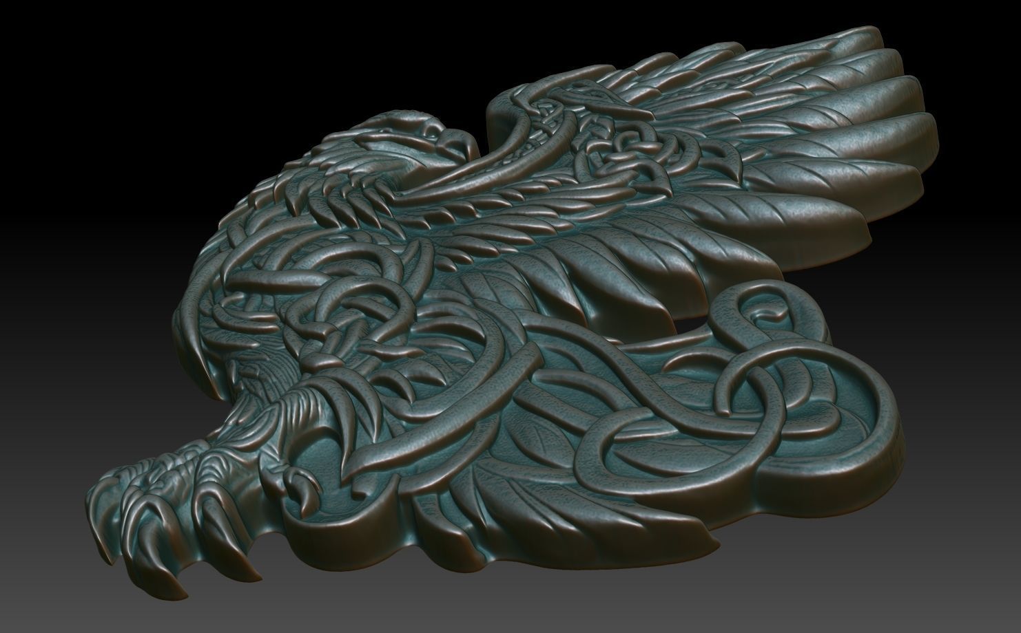 Celtic Eagle basrelief 16 240612 3D print model_4