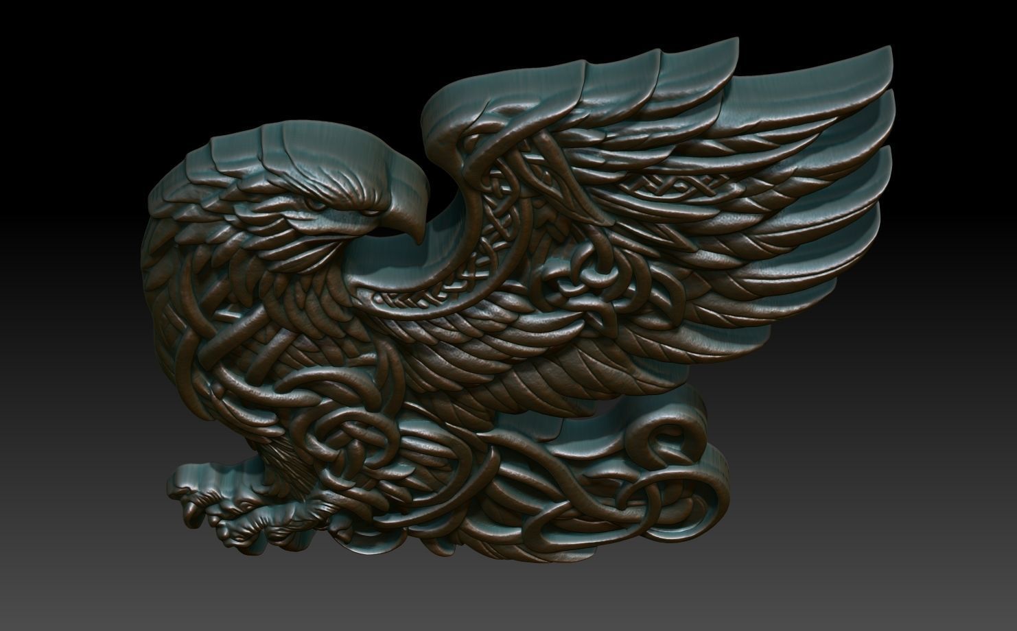 Celtic Eagle basrelief 16 240612 3D print model_3