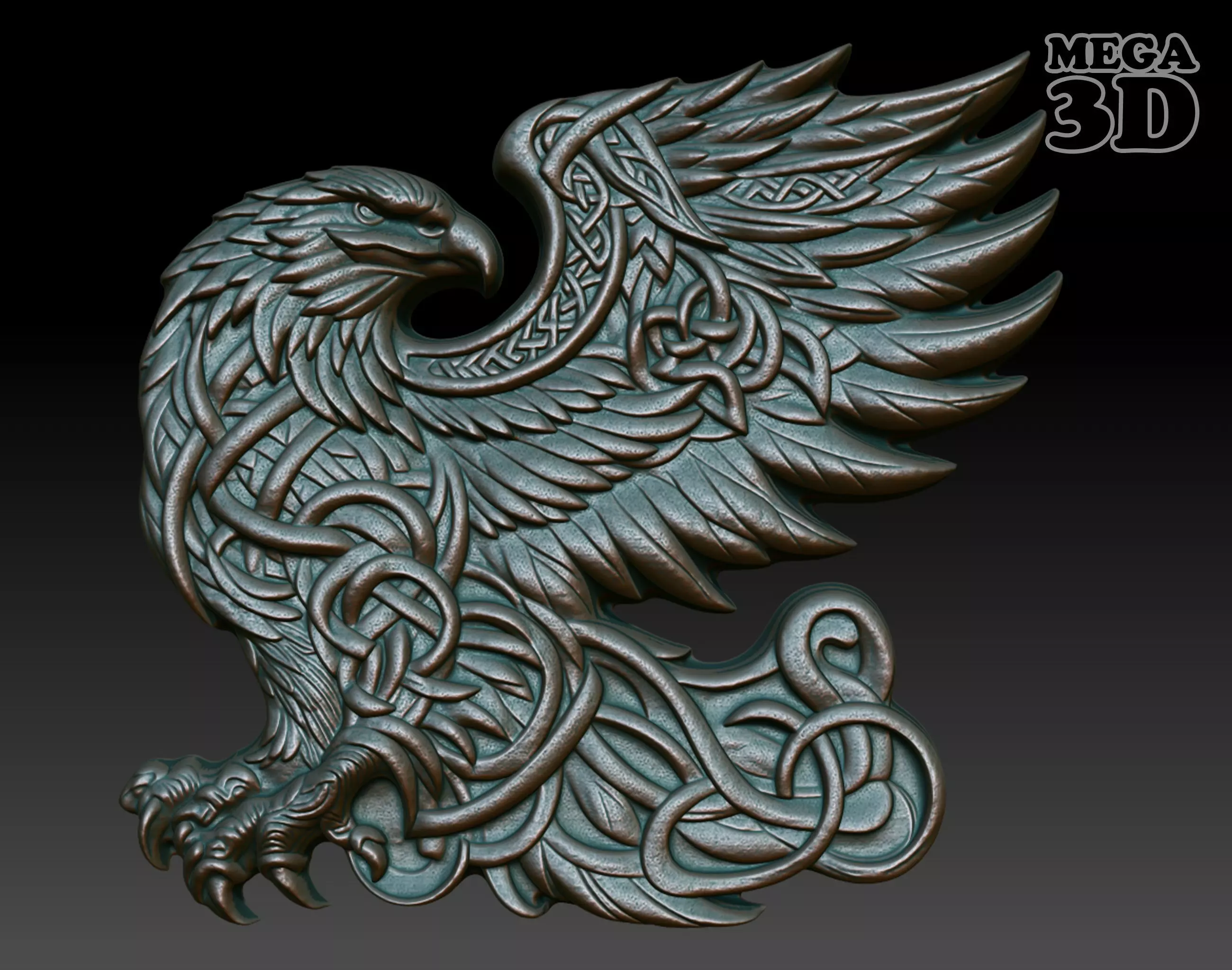 Celtic Eagle basrelief 16 240612 3D print model_0