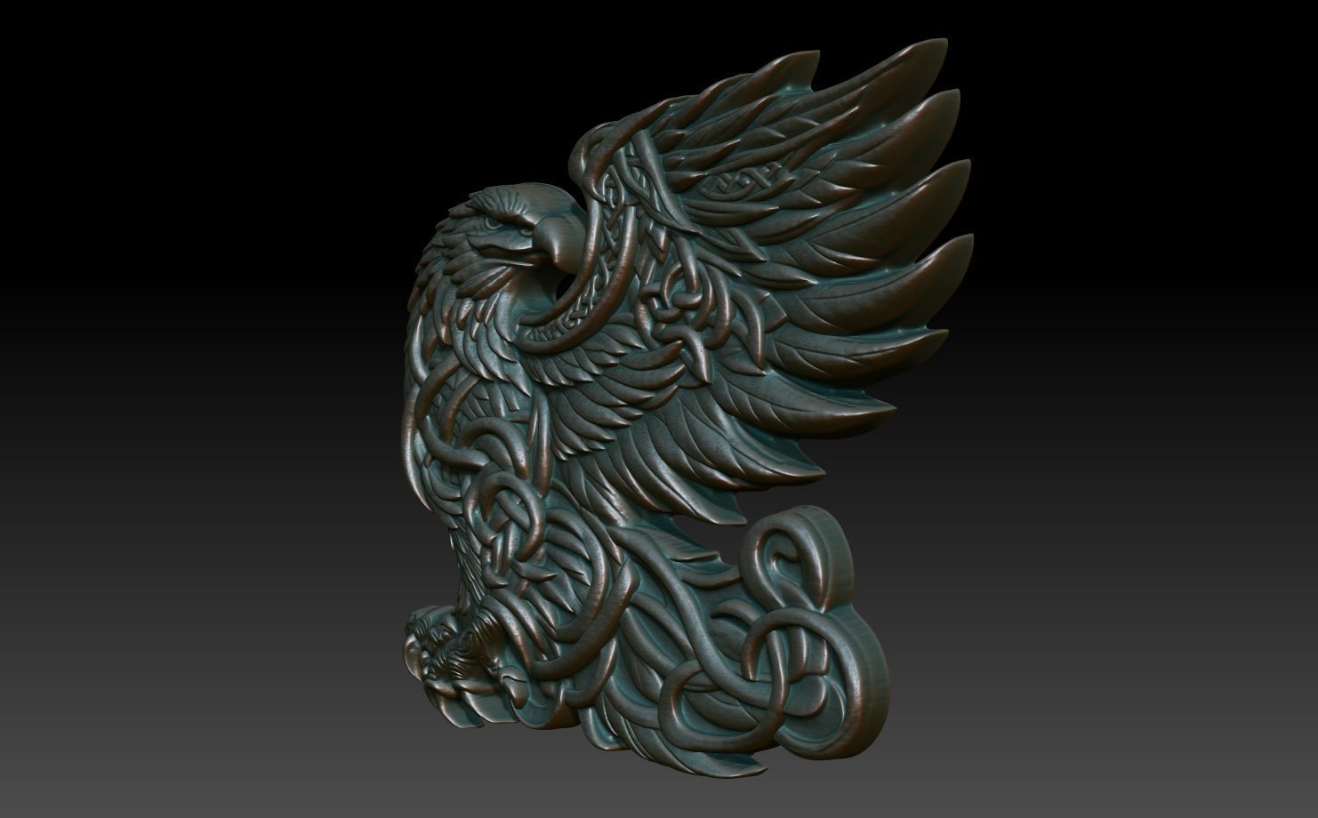 Celtic Eagle basrelief 16 240612 3D print model_1