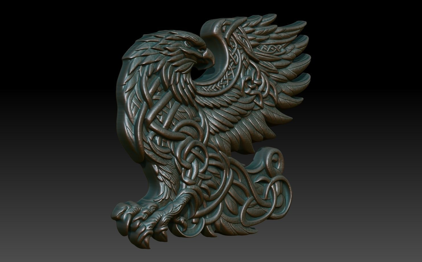 Celtic Eagle basrelief 16 240612 3D print model_2