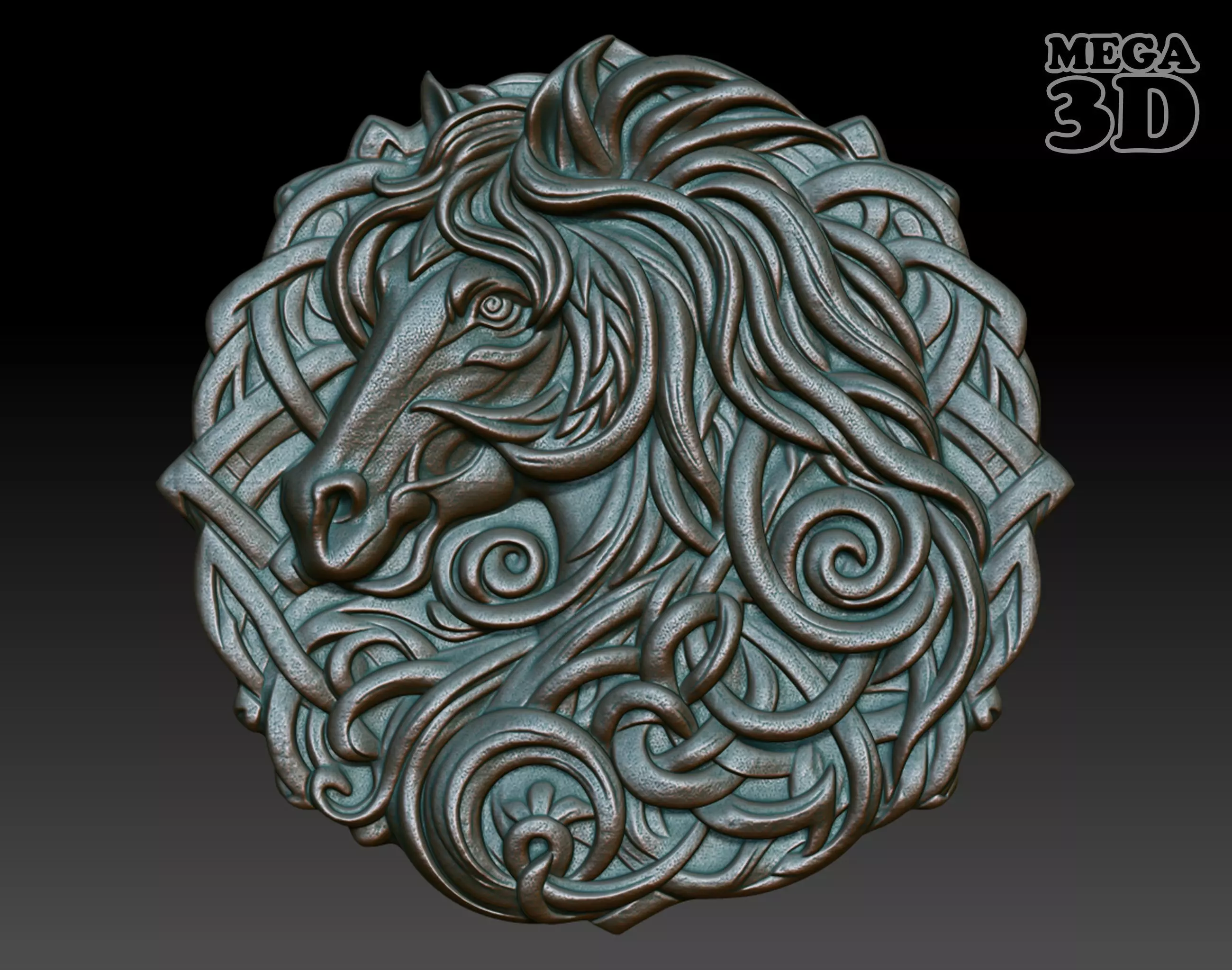 Celtic Horse basrelief 15 240612 3D print model_0