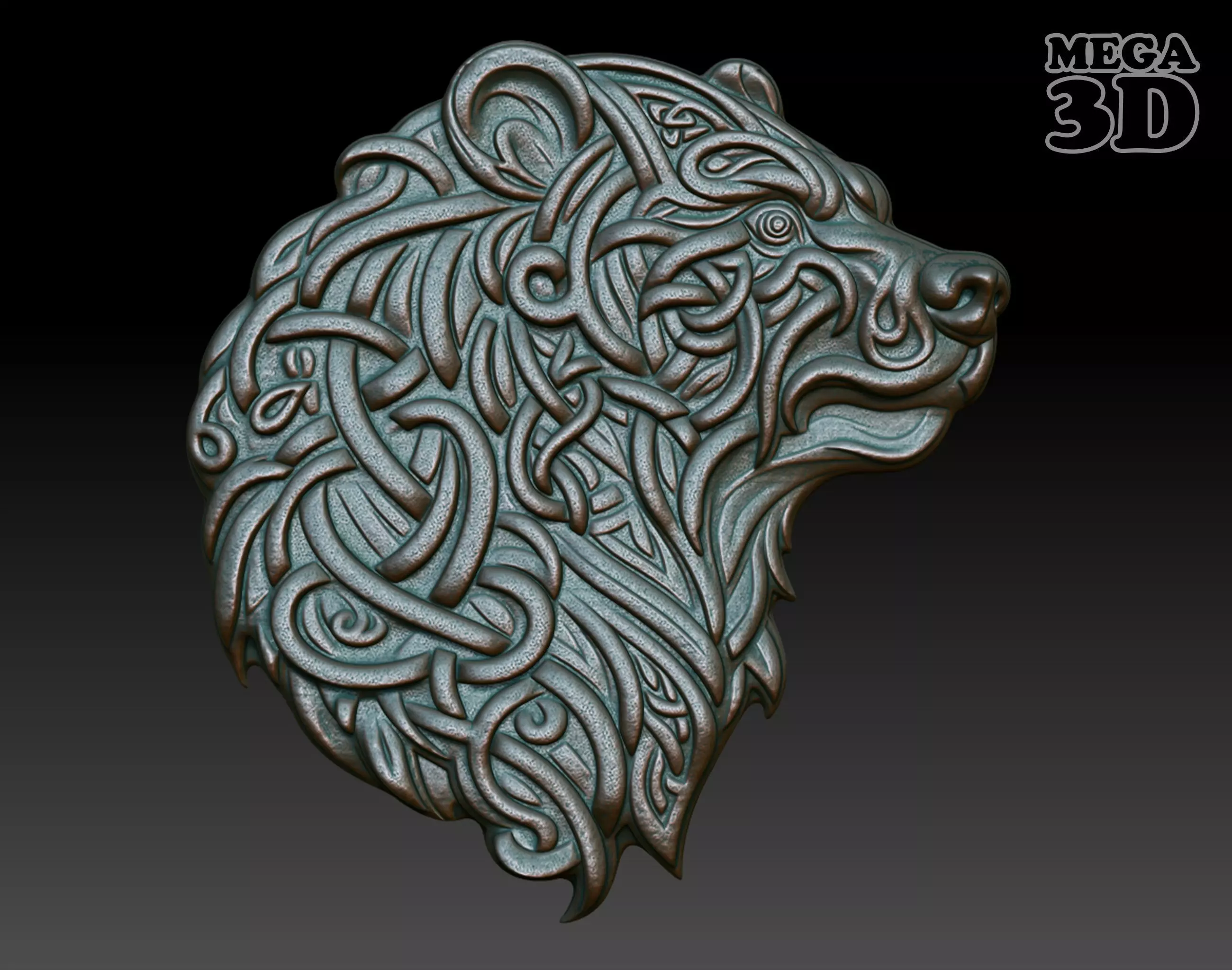Celtic Bear basrelief 13 240612 3D print model_0