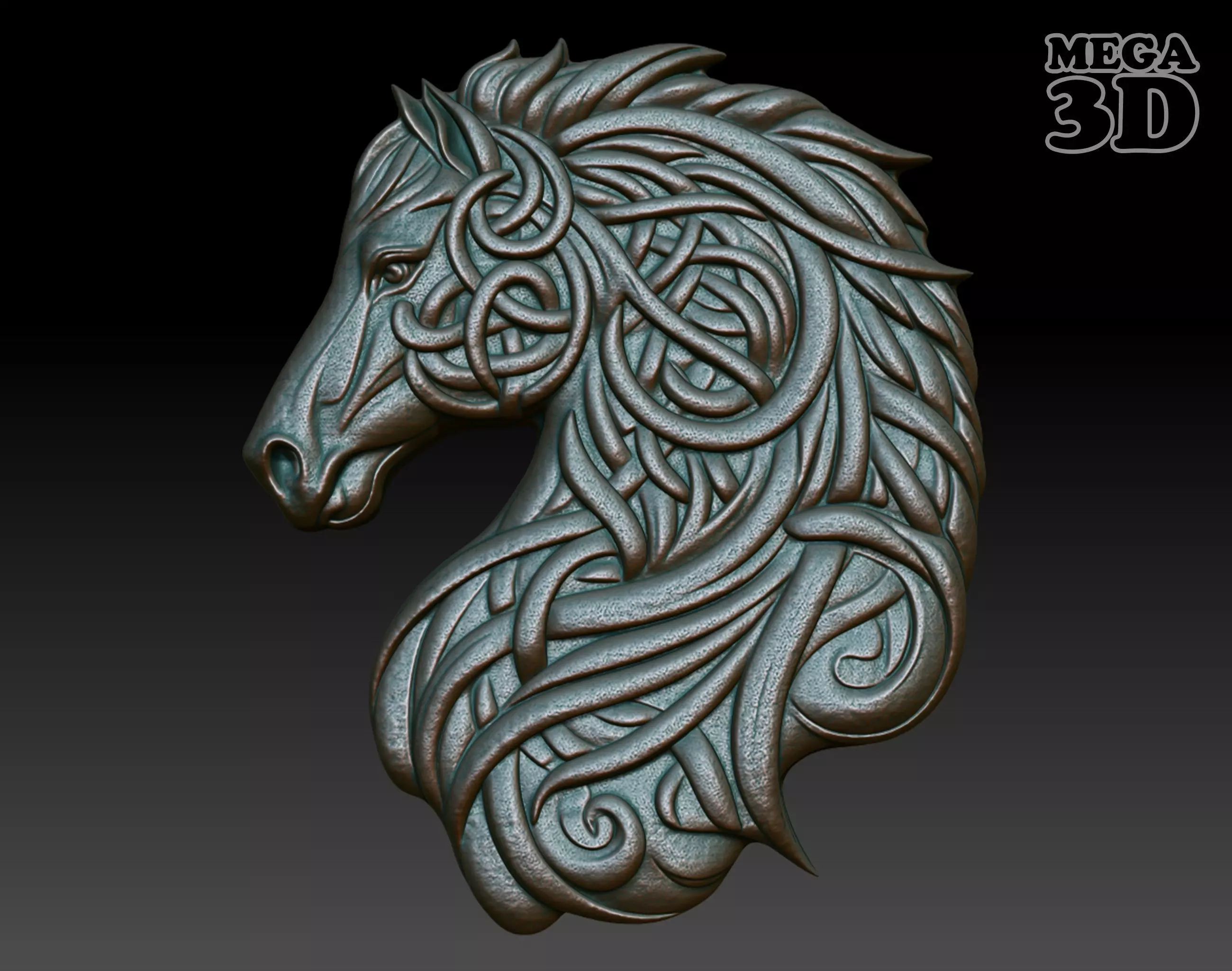 Celtic Horse basrelief 12 240612 3D print model_0