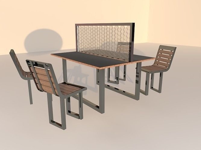 Social Distancing Dinning Table 3D model
