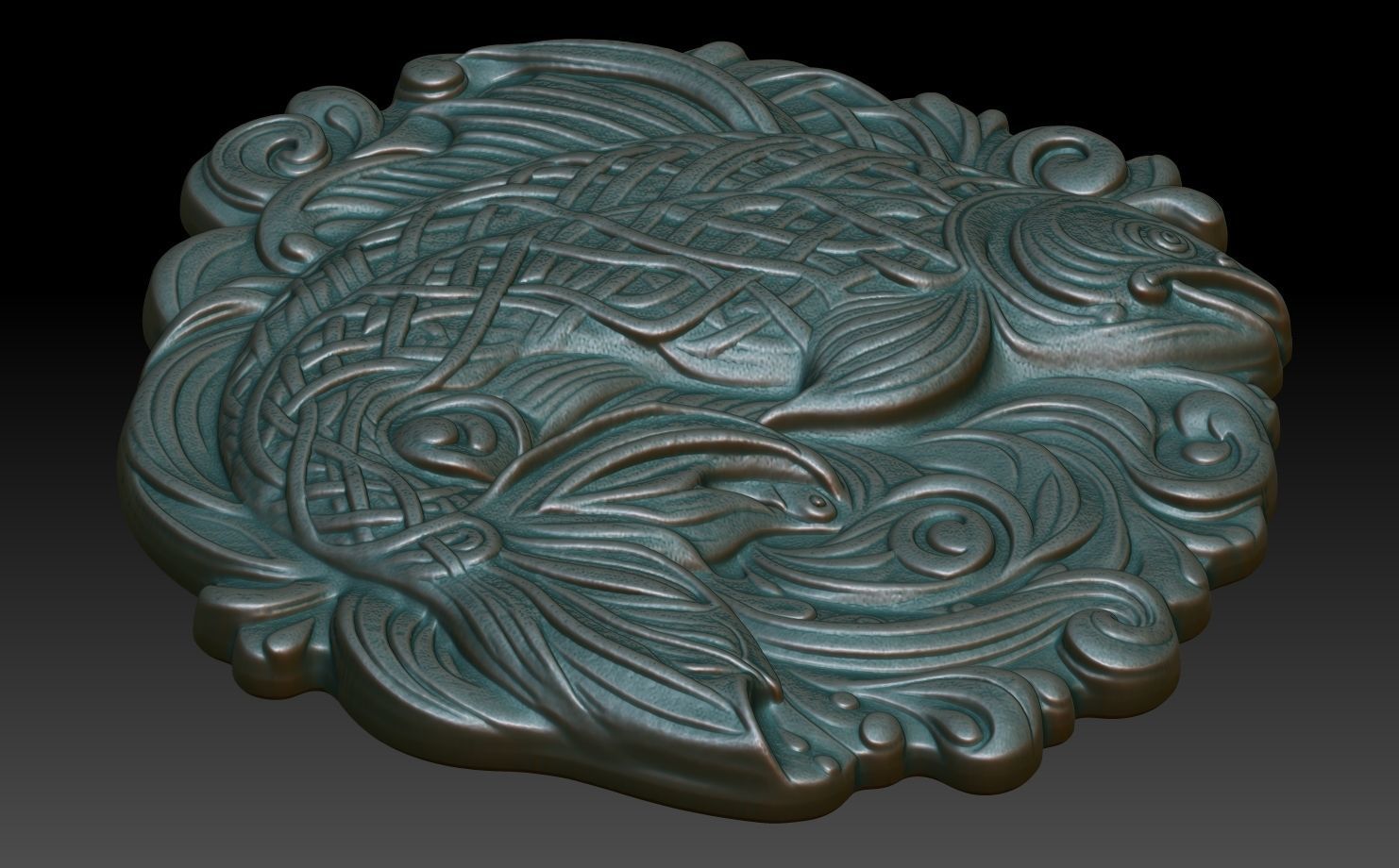 Celtic Fish basrelief 10 240612 3D print model_4