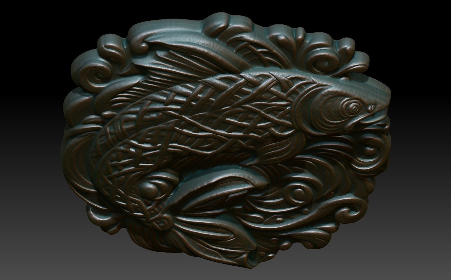 Celtic Fish basrelief 10 240612 3D print model_3
