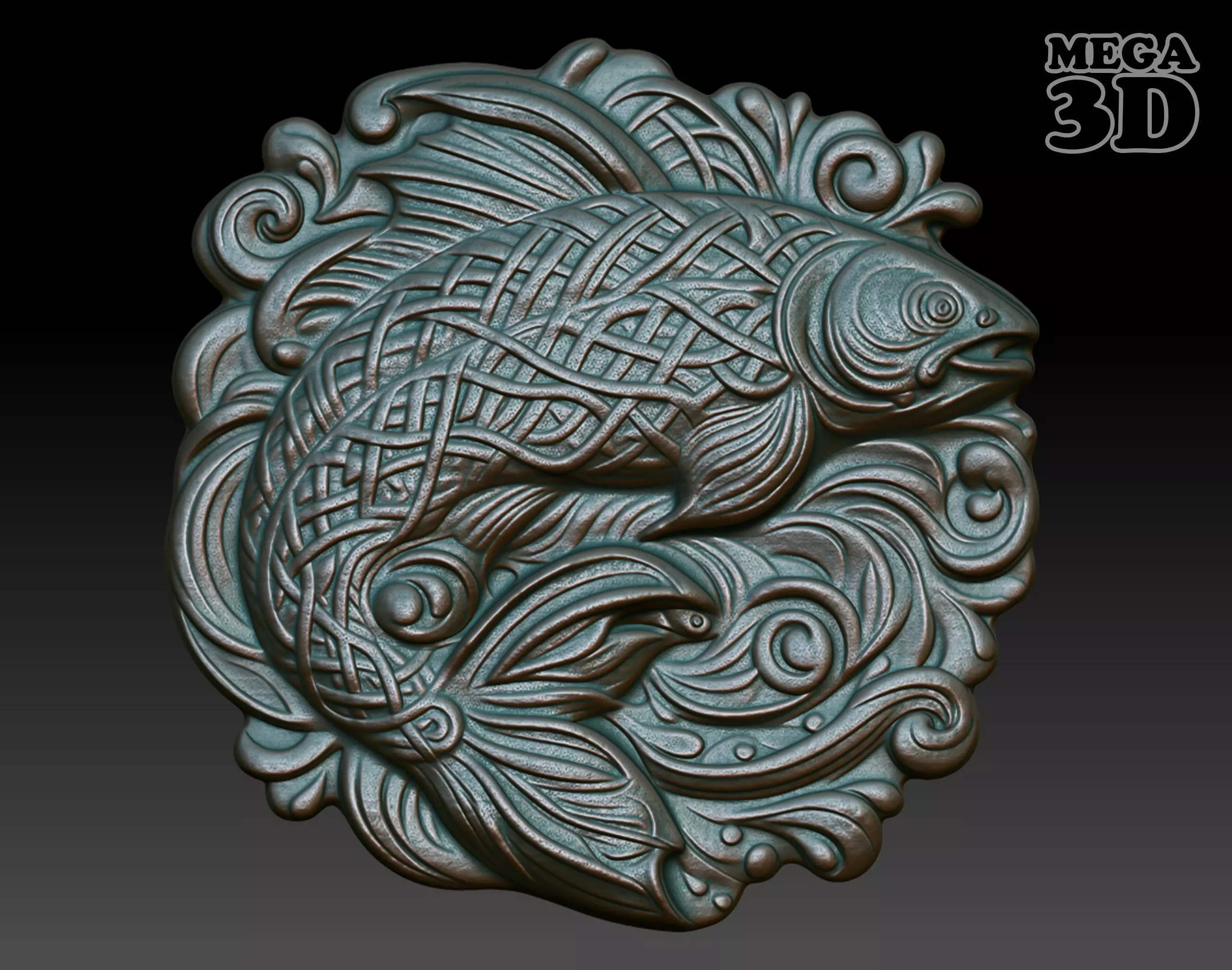 Celtic Fish basrelief 10 240612 3D print model_0