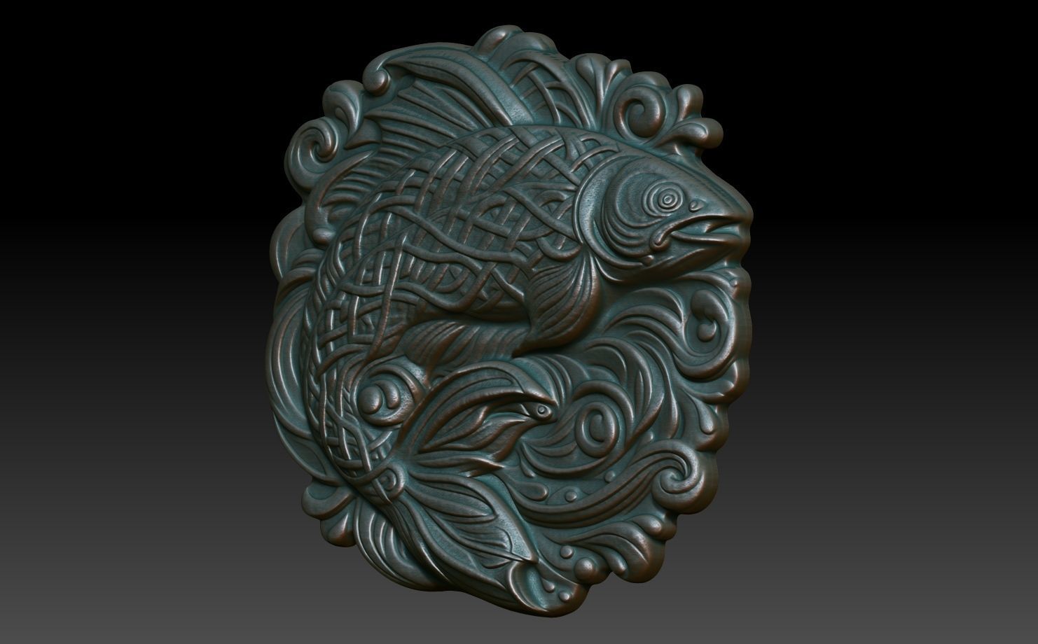 Celtic Fish basrelief 10 240612 3D print model_1