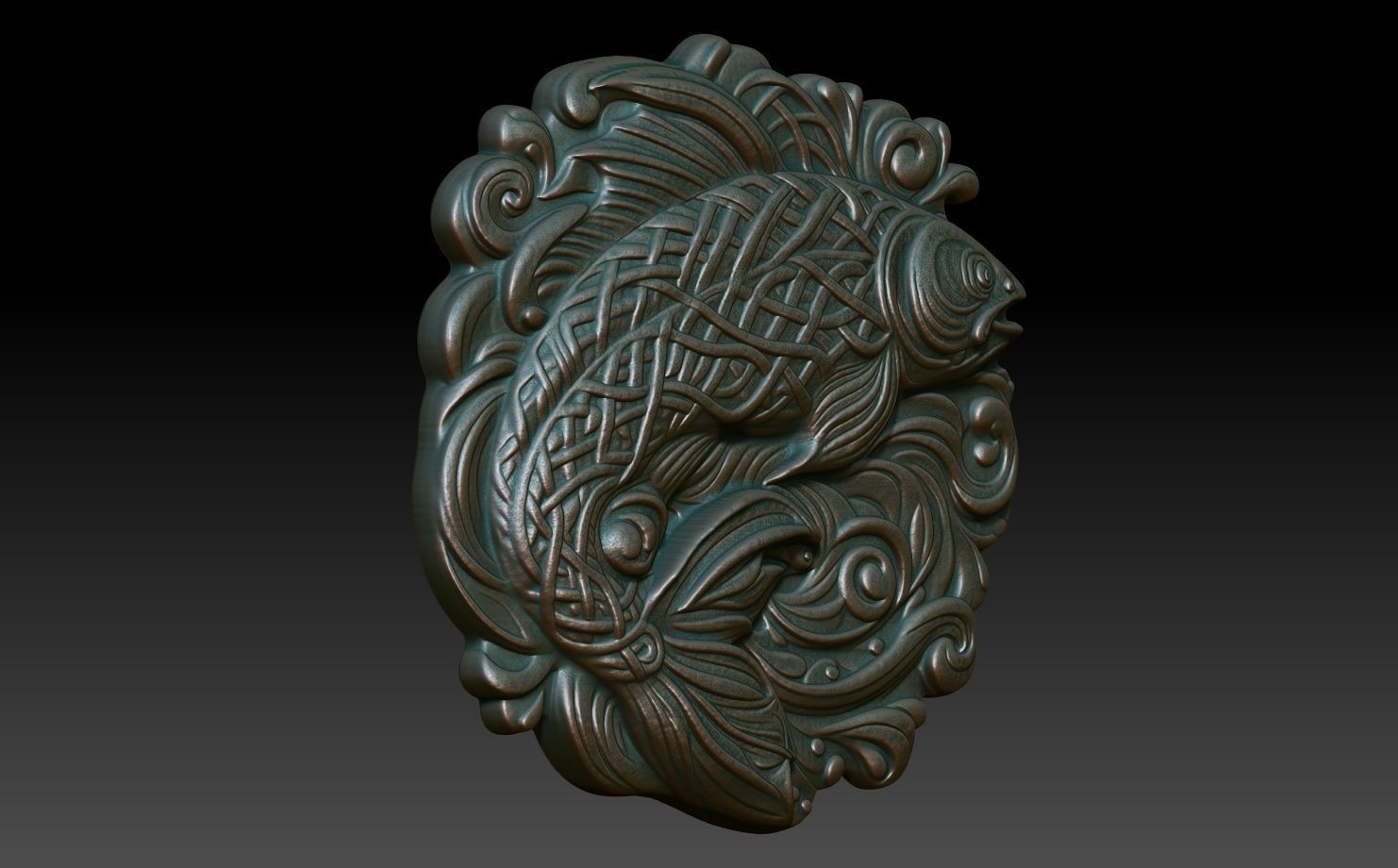Celtic Fish basrelief 10 240612 3D print model_2