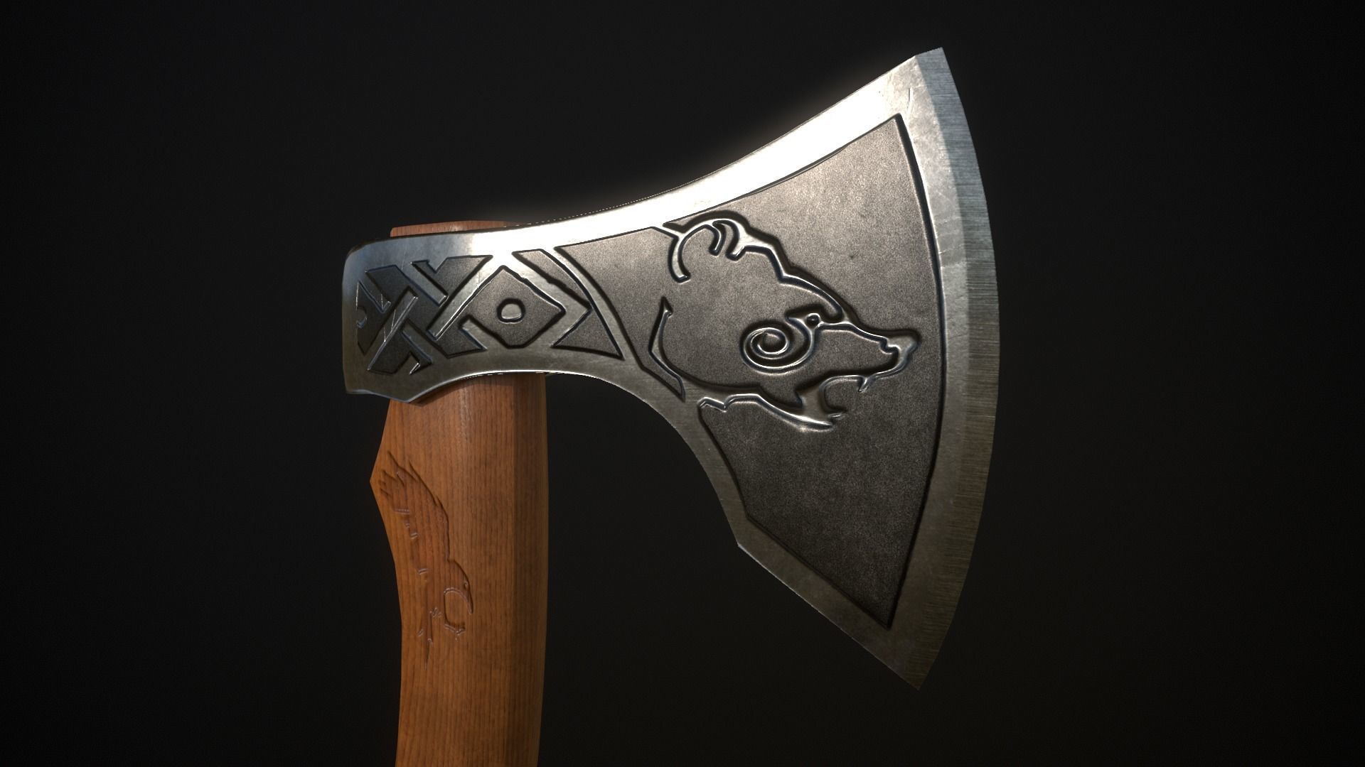 Axe Bear Low-poly 3D model_4