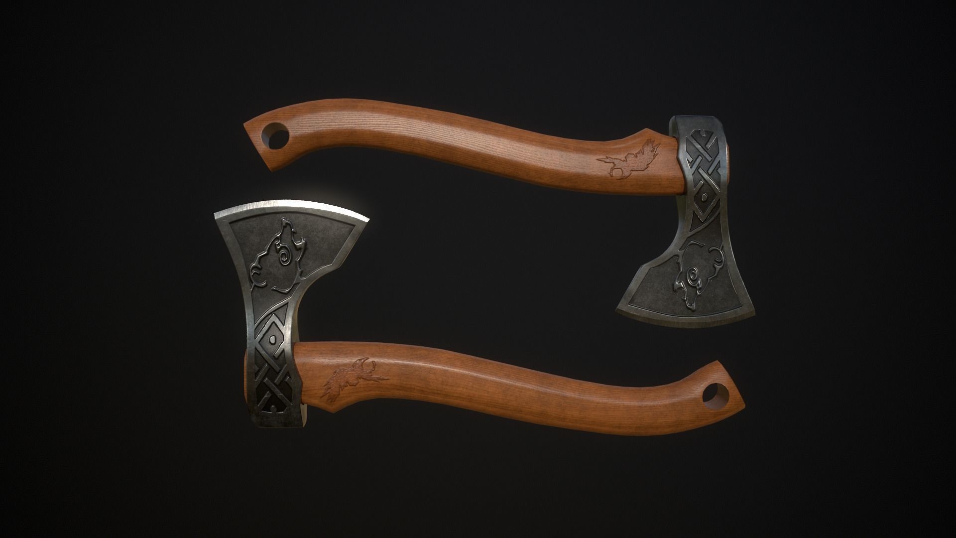 Axe Bear Low-poly 3D model_6