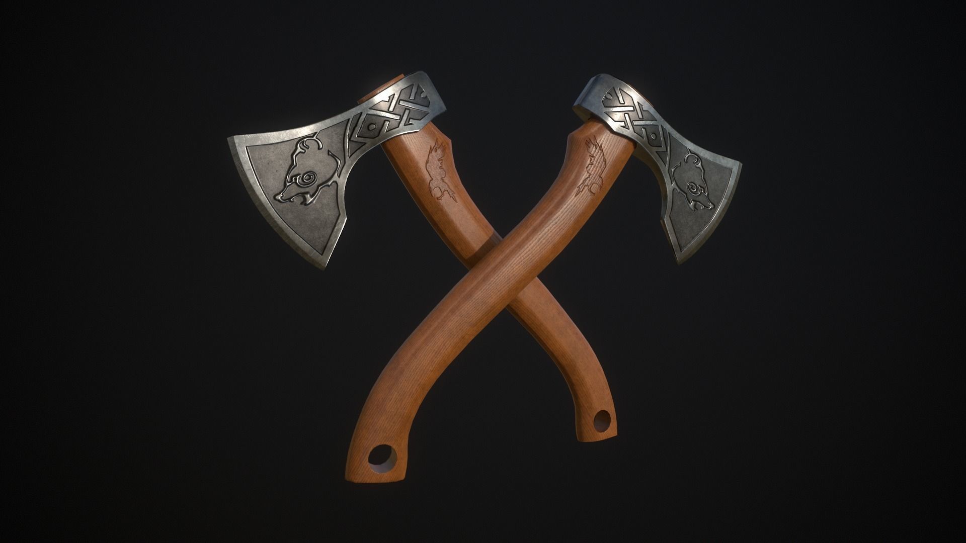 Axe Bear Low-poly 3D model_5