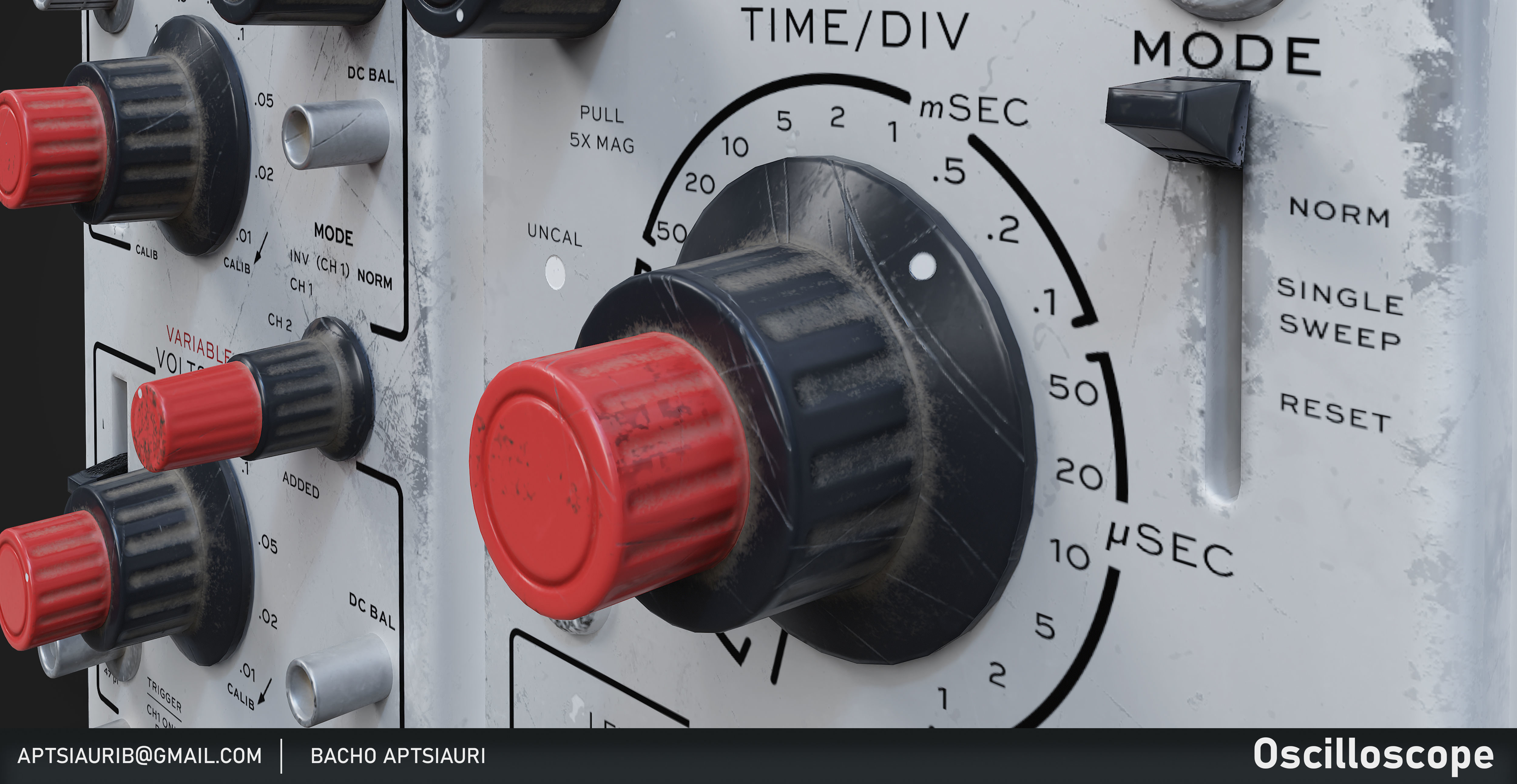 Old and Used Oscilloscope Tektronix - Optimized for Games Low-poly 3D model_5