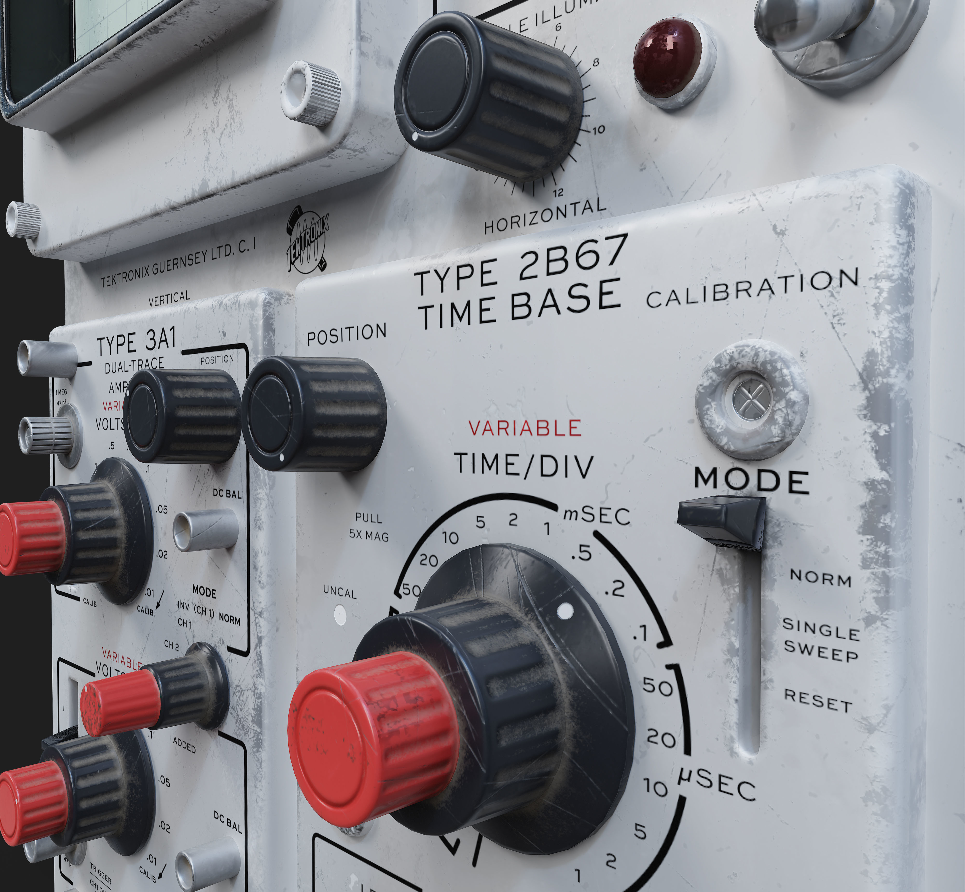 Old and Used Oscilloscope Tektronix - Optimized for Games Low-poly 3D model_8