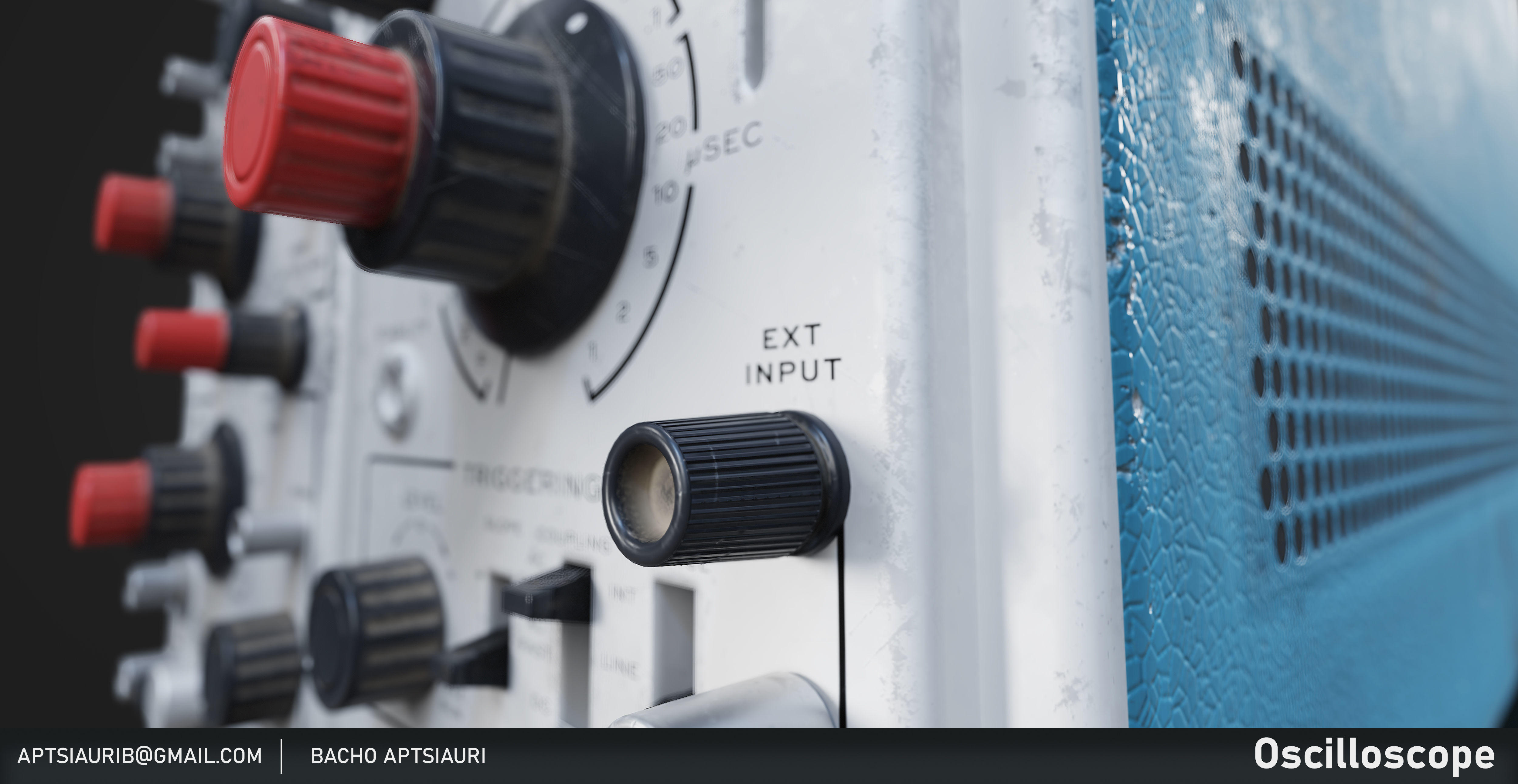Old and Used Oscilloscope Tektronix - Optimized for Games Low-poly 3D model_4
