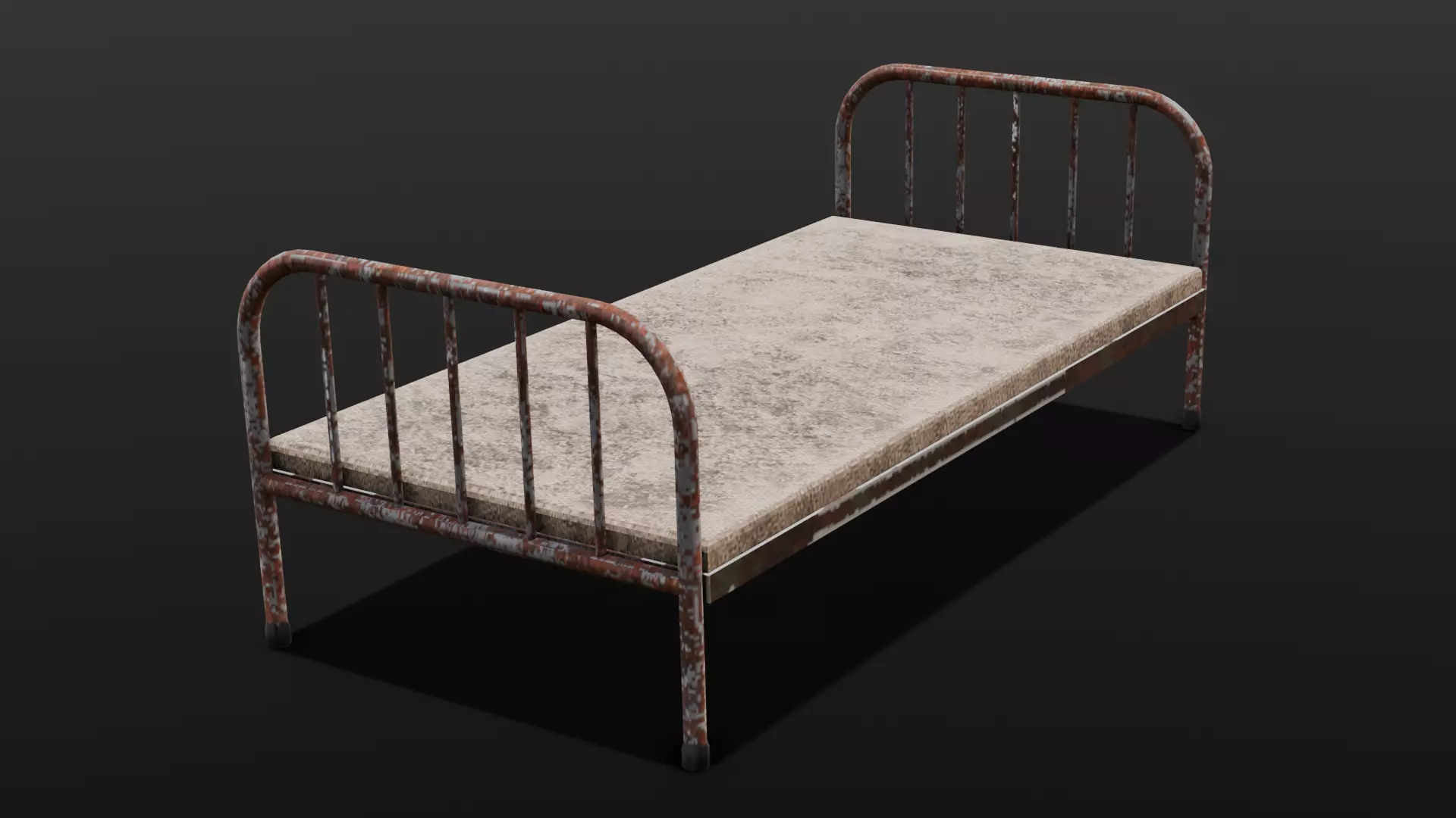 Rusted Iron Cot 3D Model  Low-poly 3D model_0
