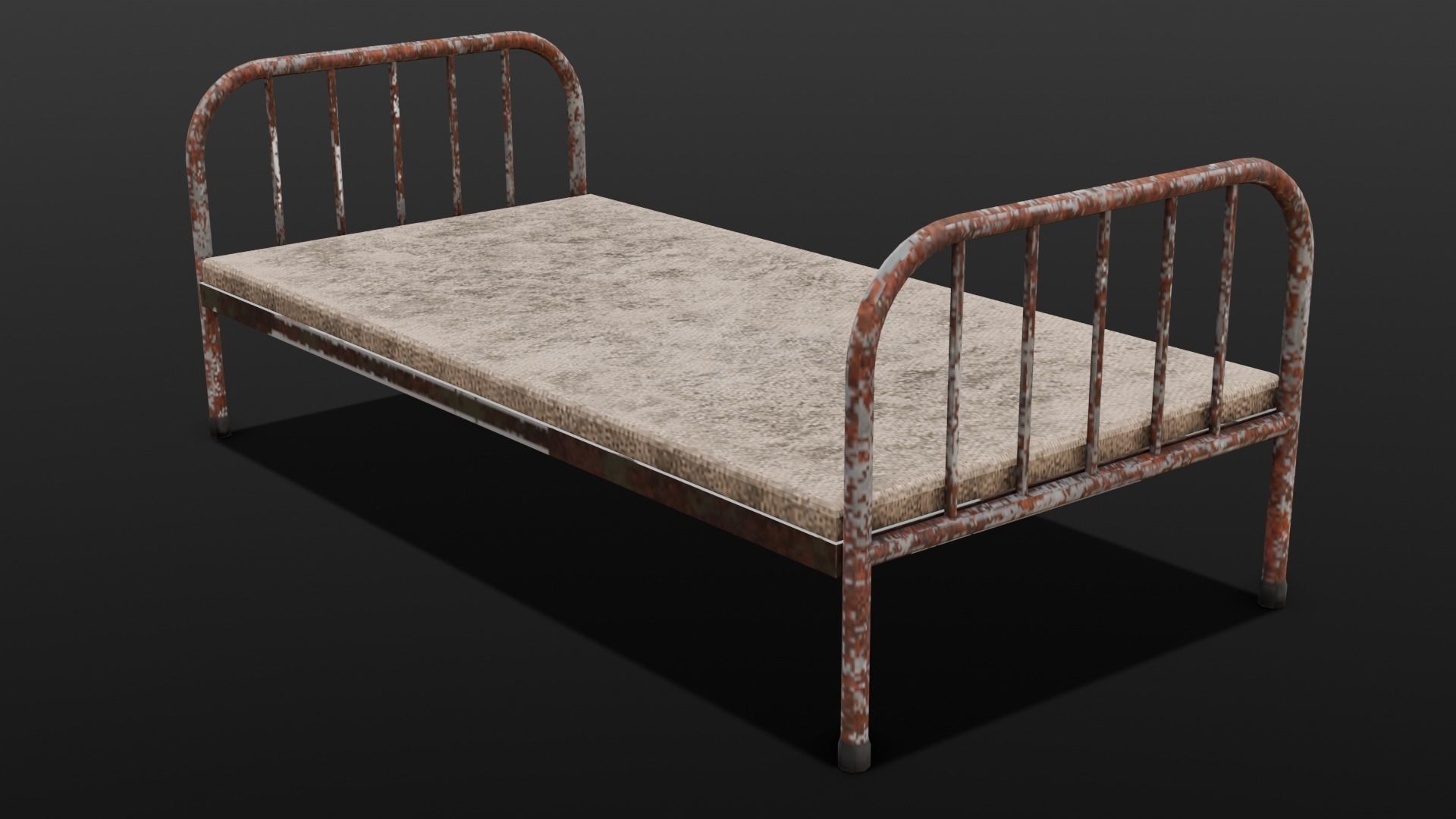 Rusted Iron Cot 3D Model  Low-poly 3D model_3