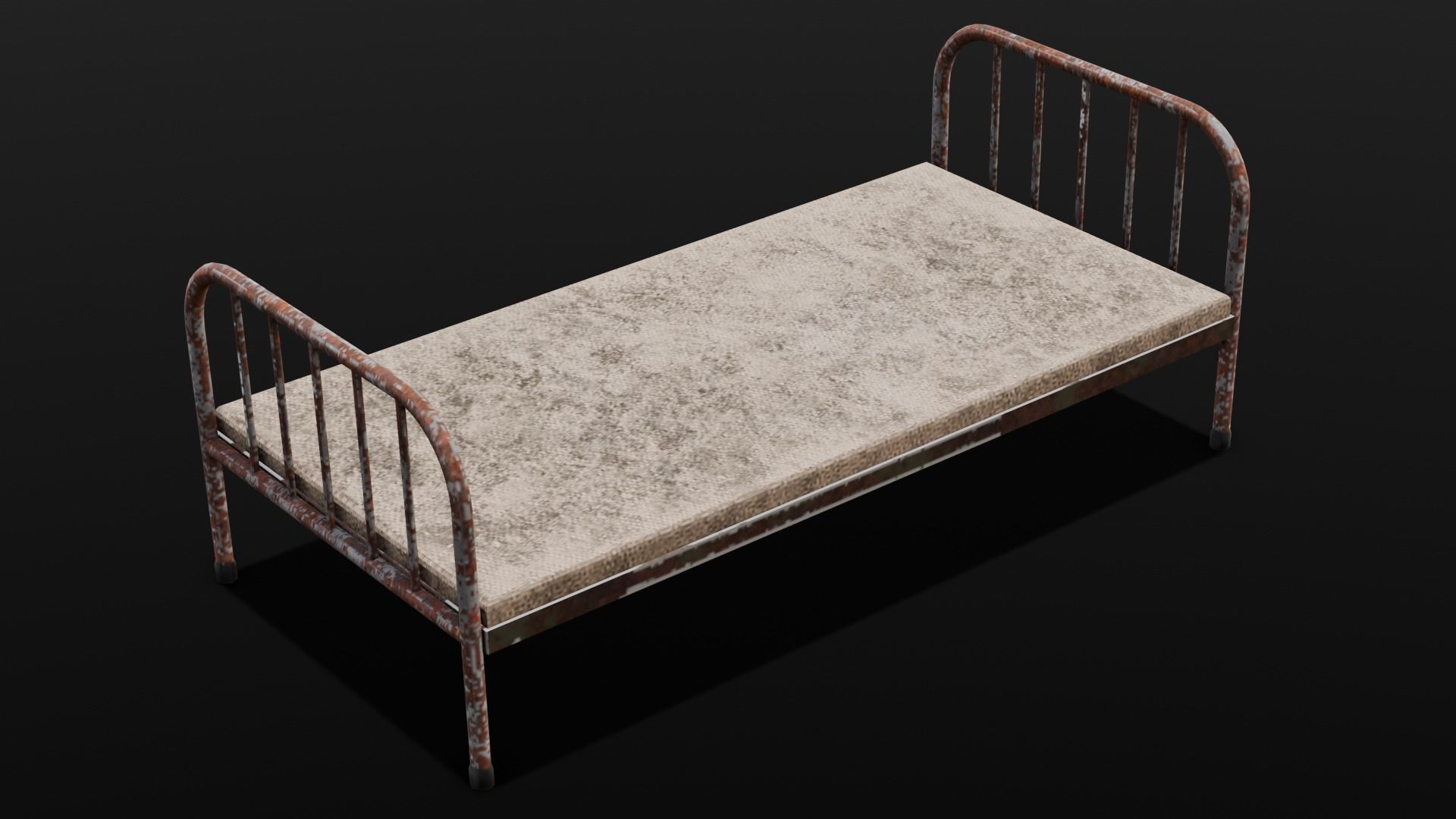 Rusted Iron Cot 3D Model  Low-poly 3D model_10
