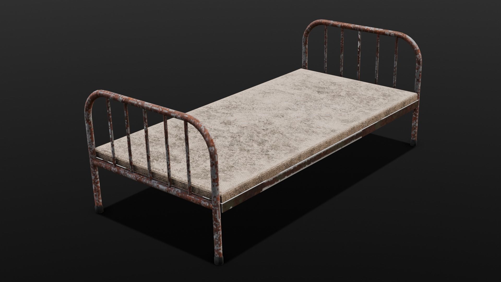 Rusted Iron Cot 3D Model  Low-poly 3D model_19