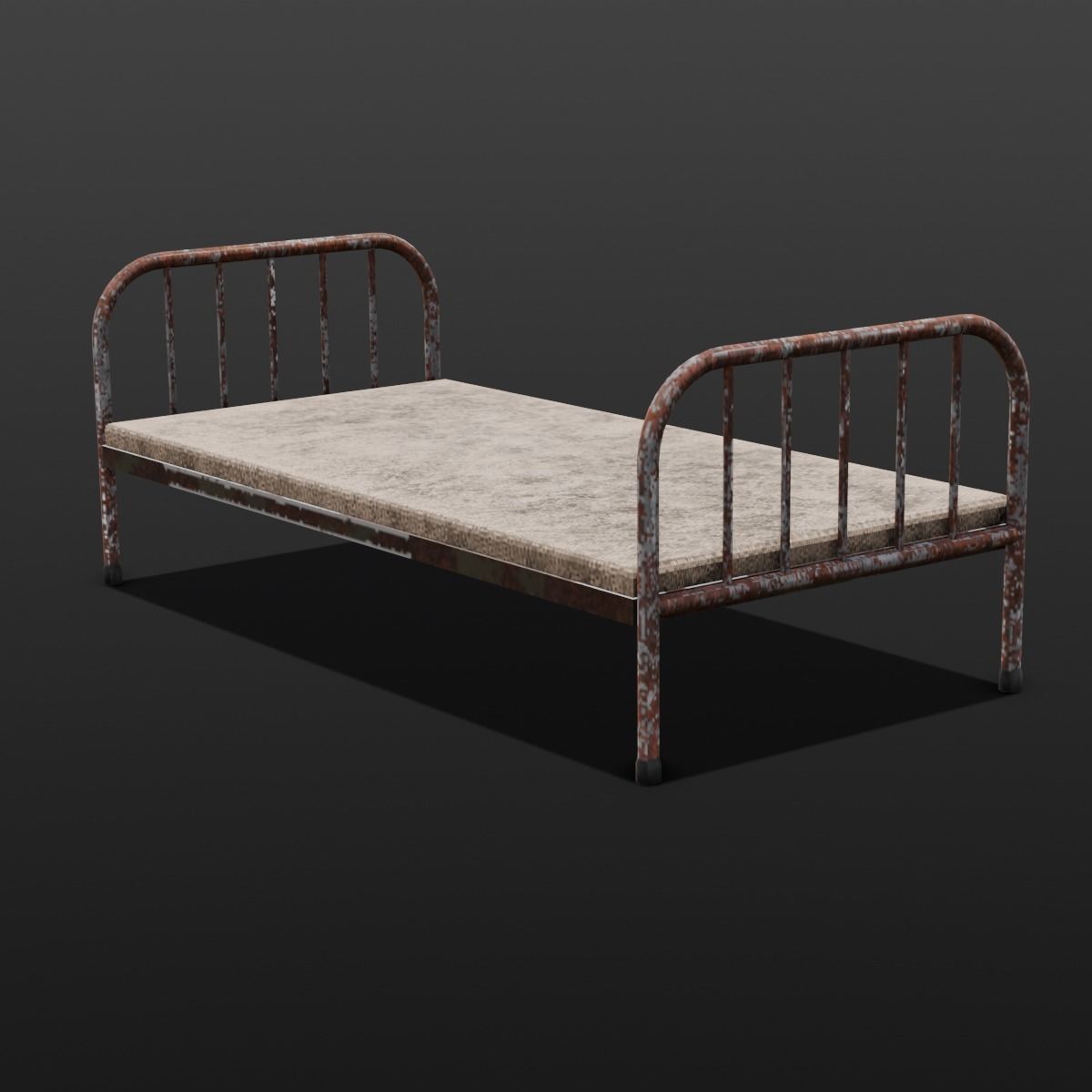 Rusted Iron Cot 3D Model  Low-poly 3D model_9