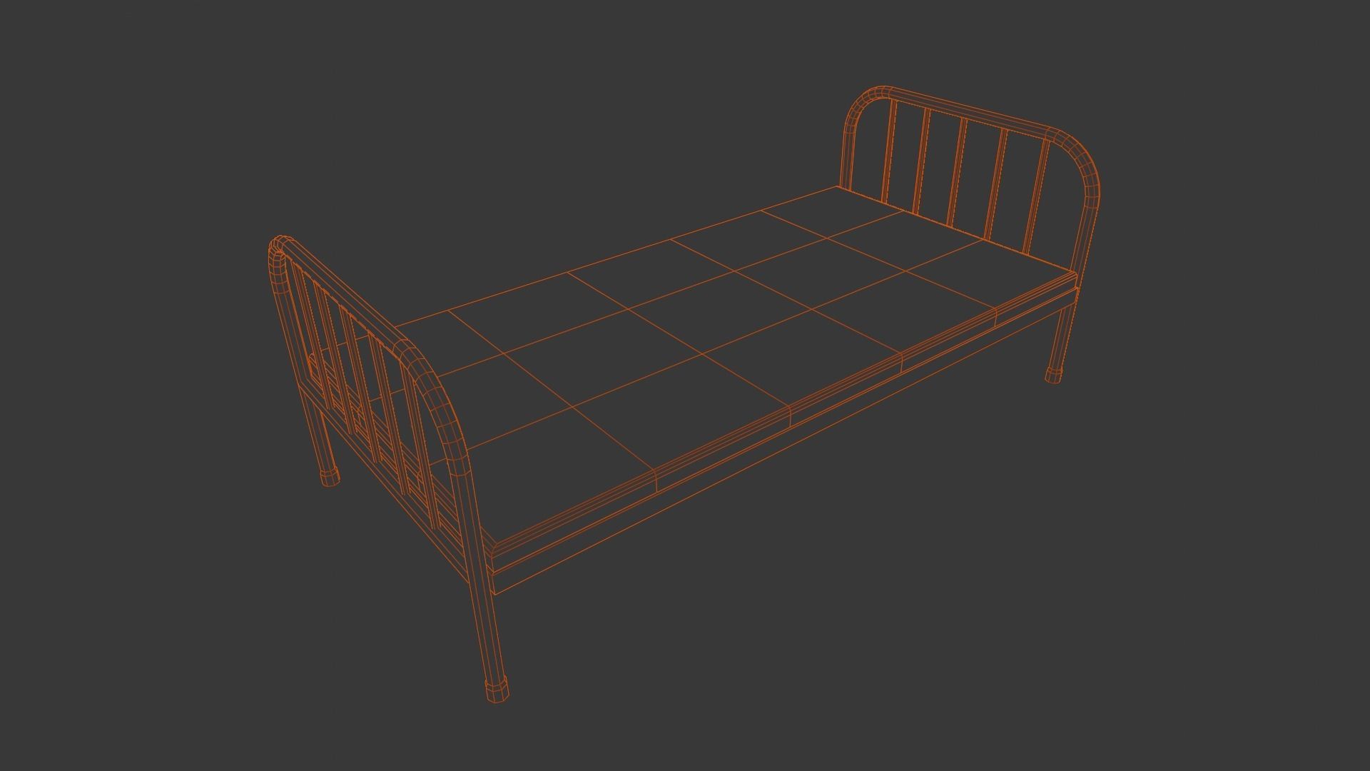 Rusted Iron Cot 3D Model  Low-poly 3D model_16