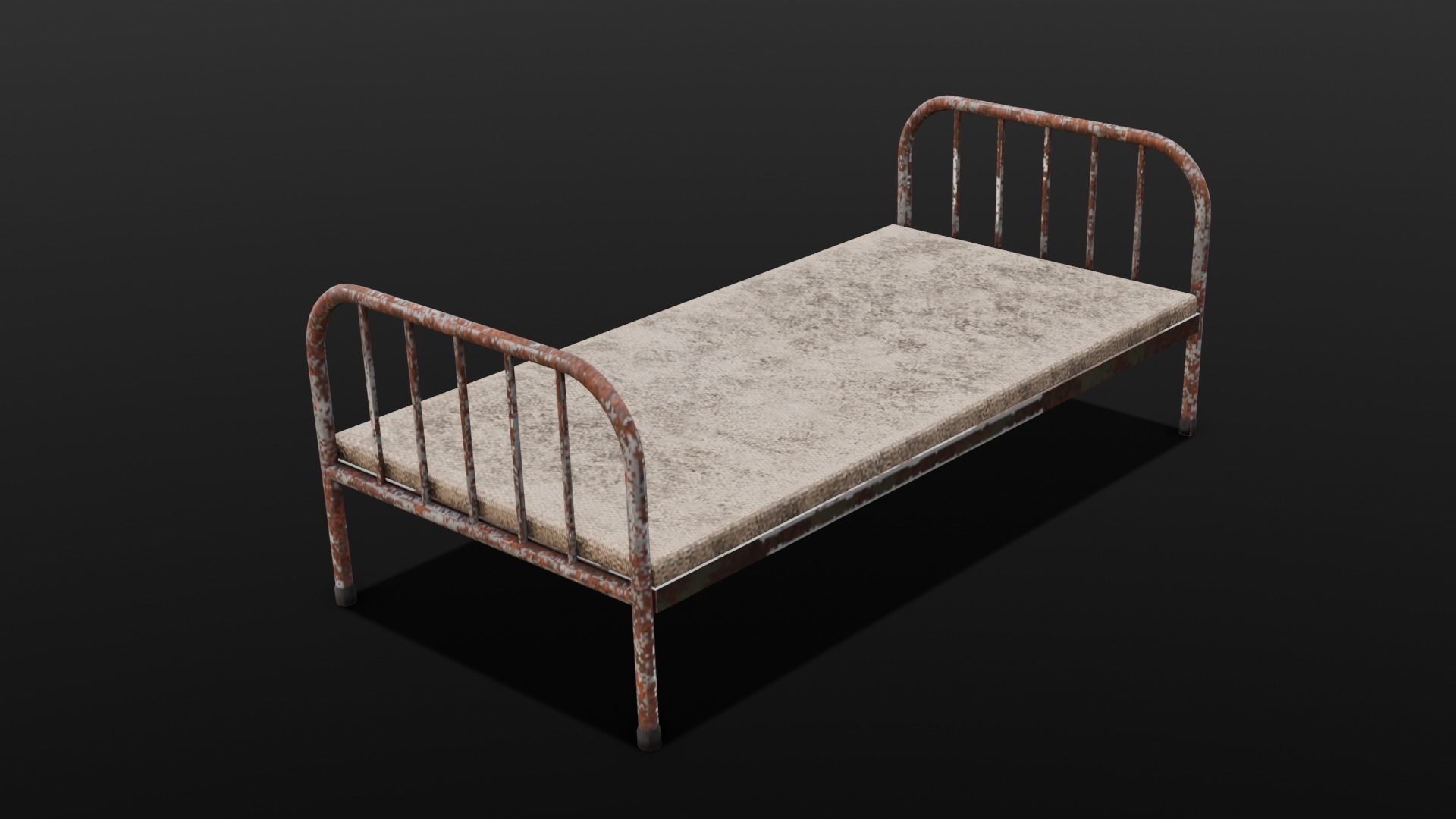 Rusted Iron Cot 3D Model  Low-poly 3D model_13