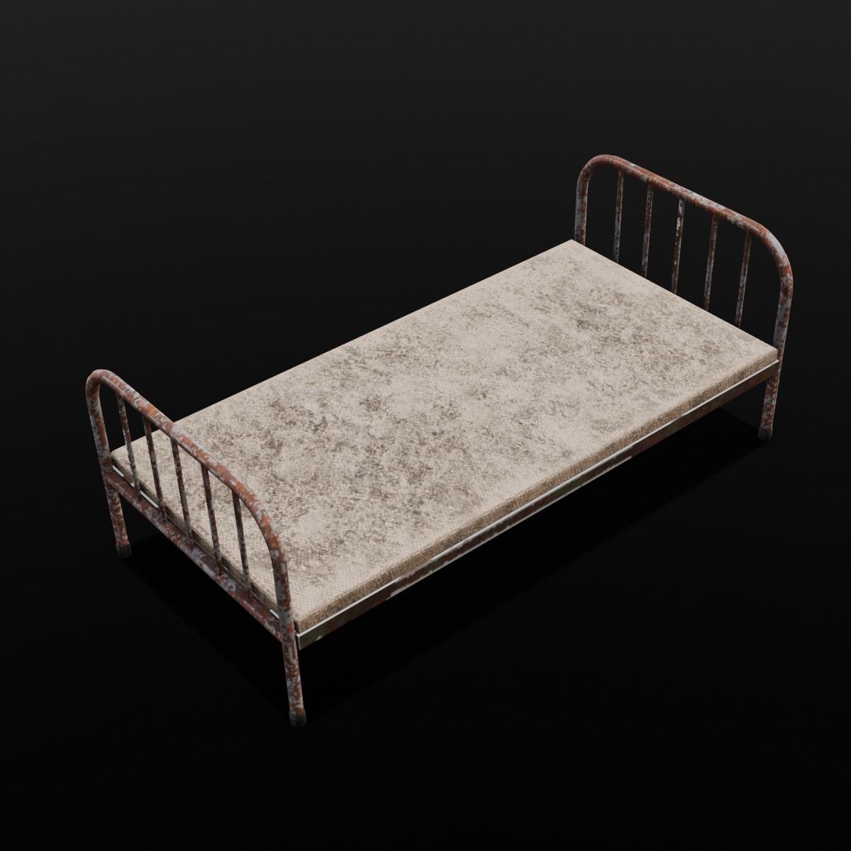 Rusted Iron Cot 3D Model  Low-poly 3D model_8