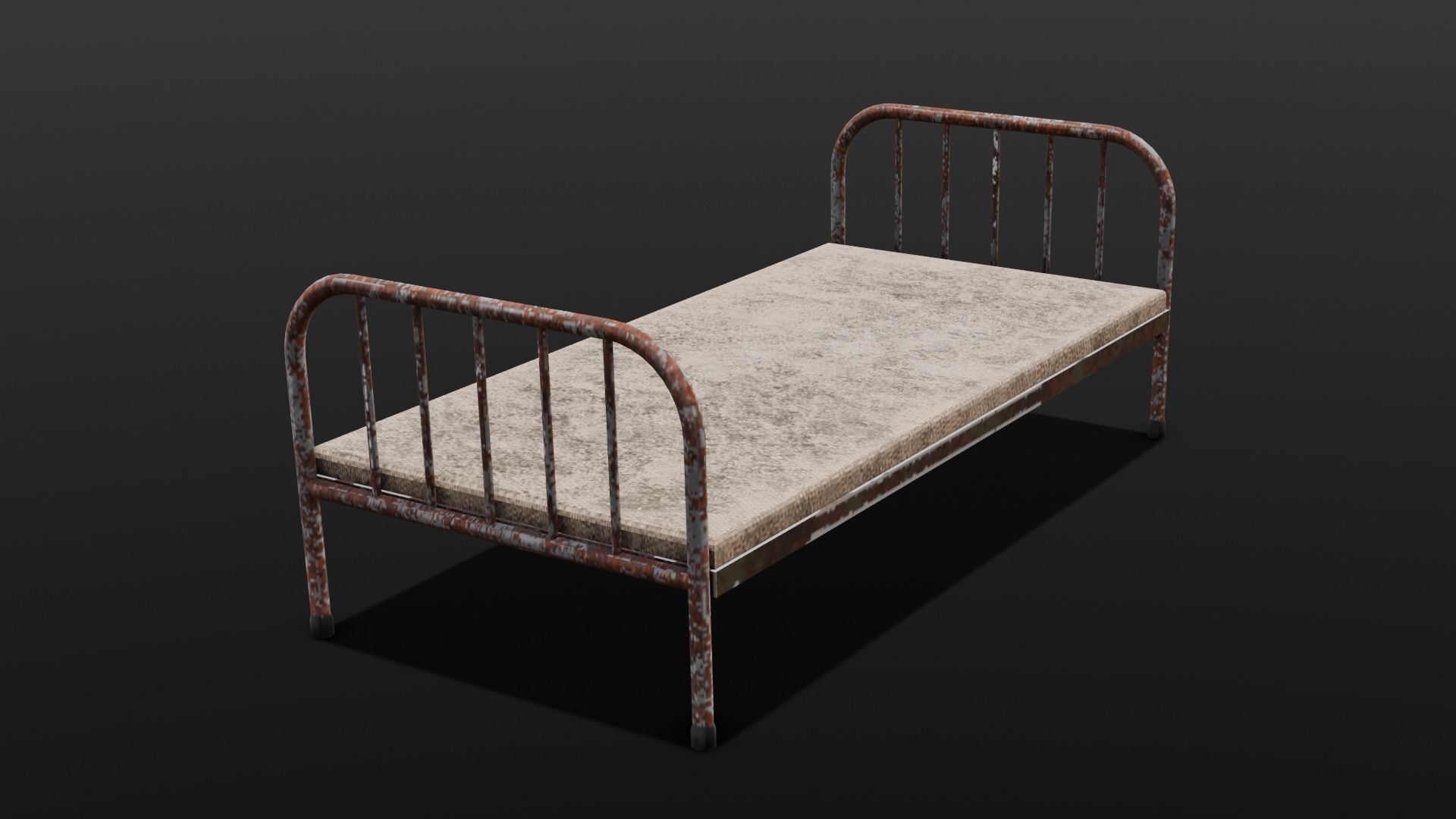 Rusted Iron Cot 3D Model  Low-poly 3D model_4