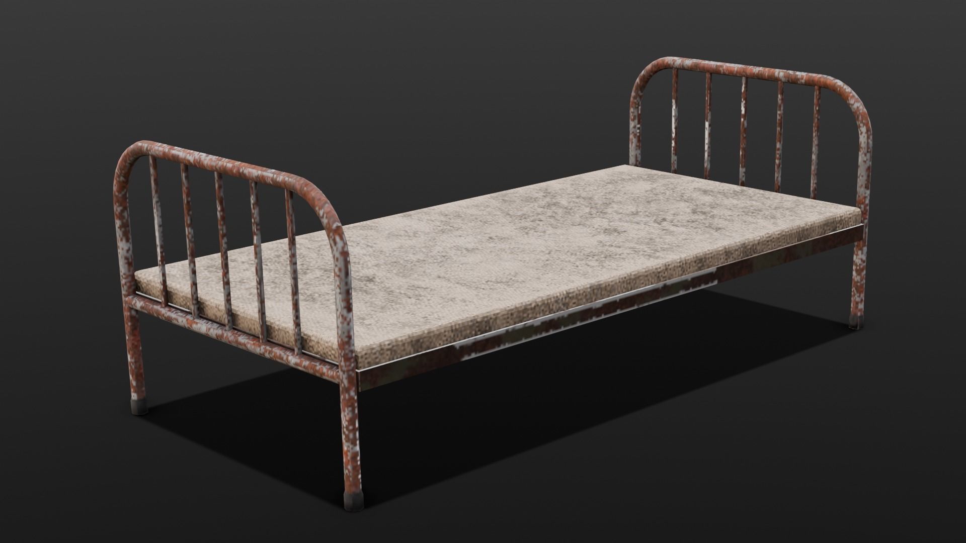 Rusted Iron Cot 3D Model  Low-poly 3D model_5