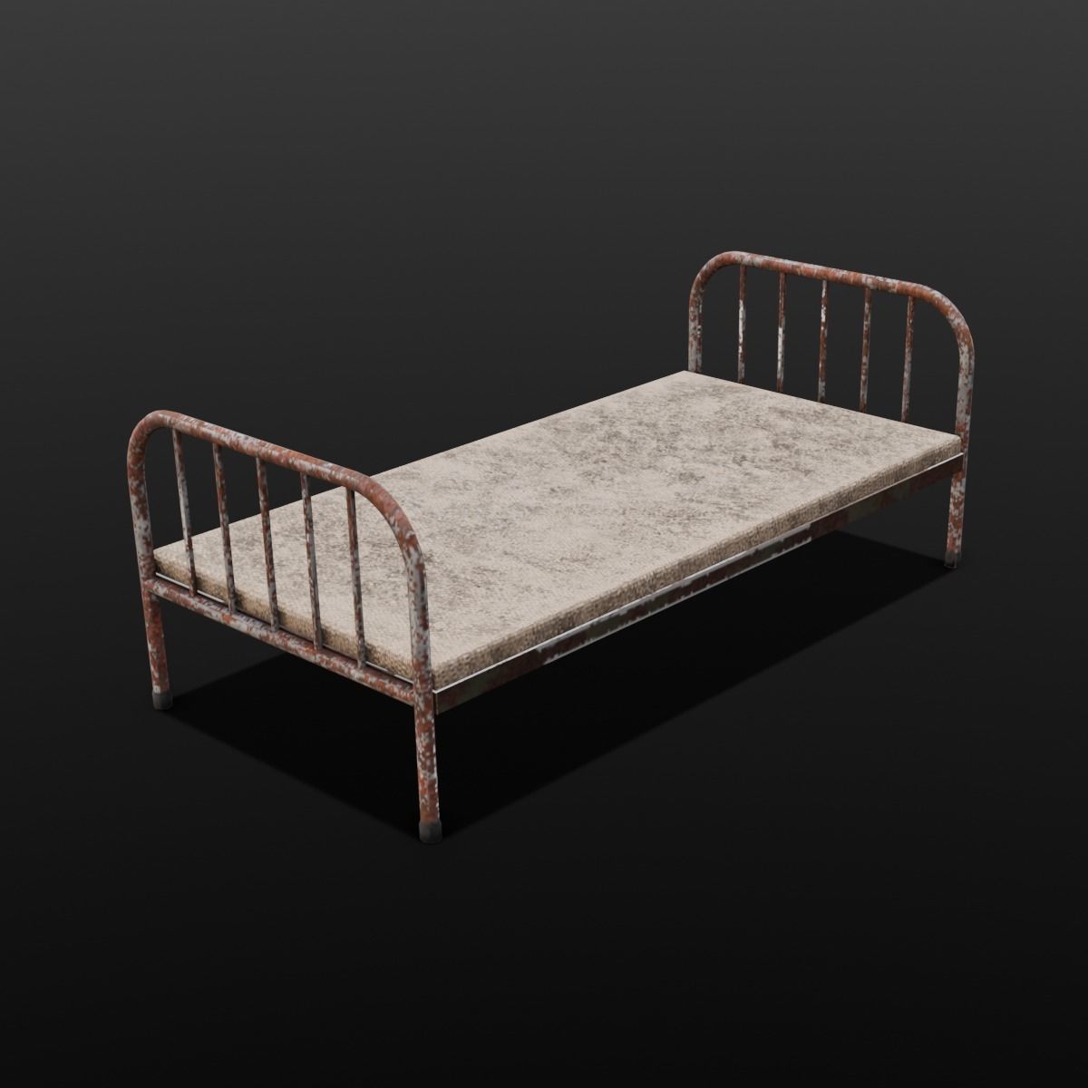 Rusted Iron Cot 3D Model  Low-poly 3D model_6
