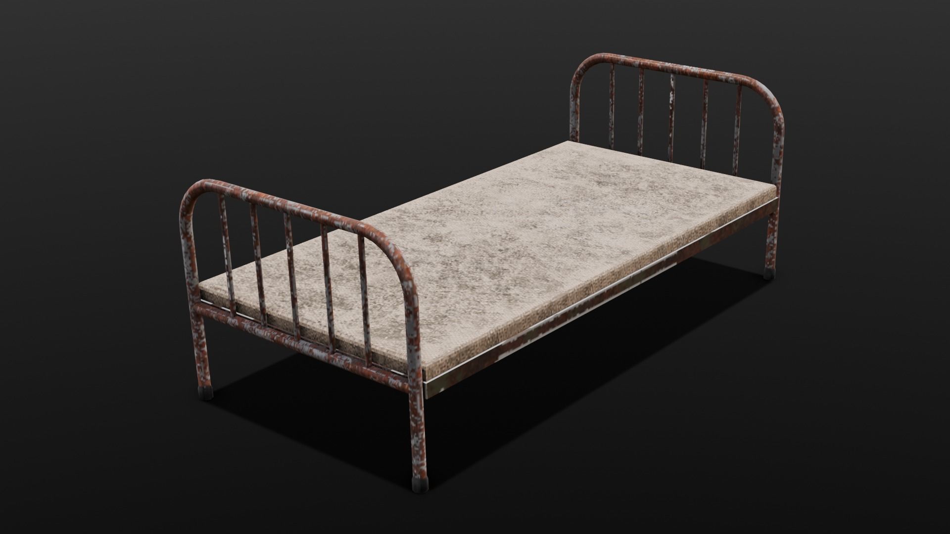 Rusted Iron Cot 3D Model  Low-poly 3D model_18
