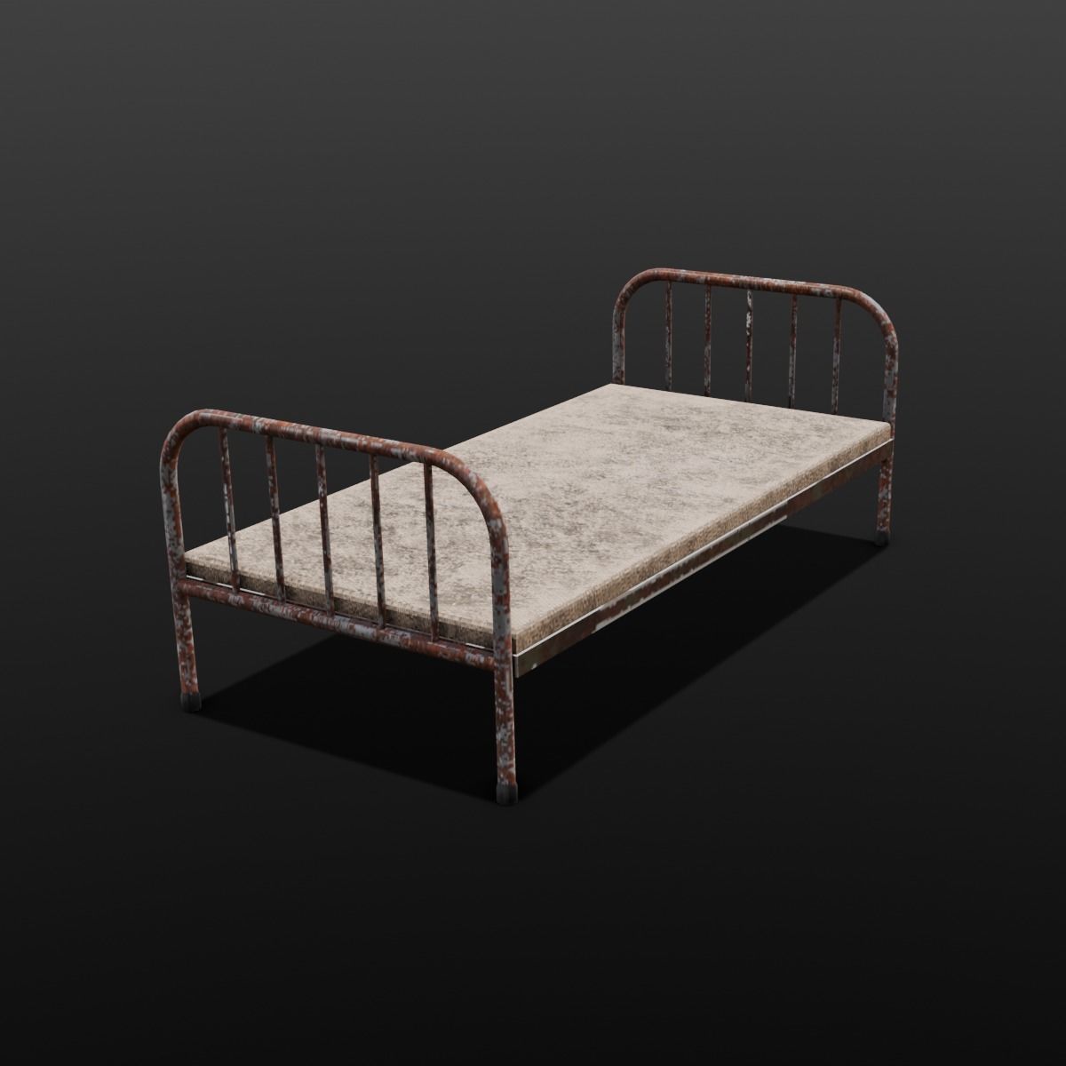 Rusted Iron Cot 3D Model  Low-poly 3D model_7