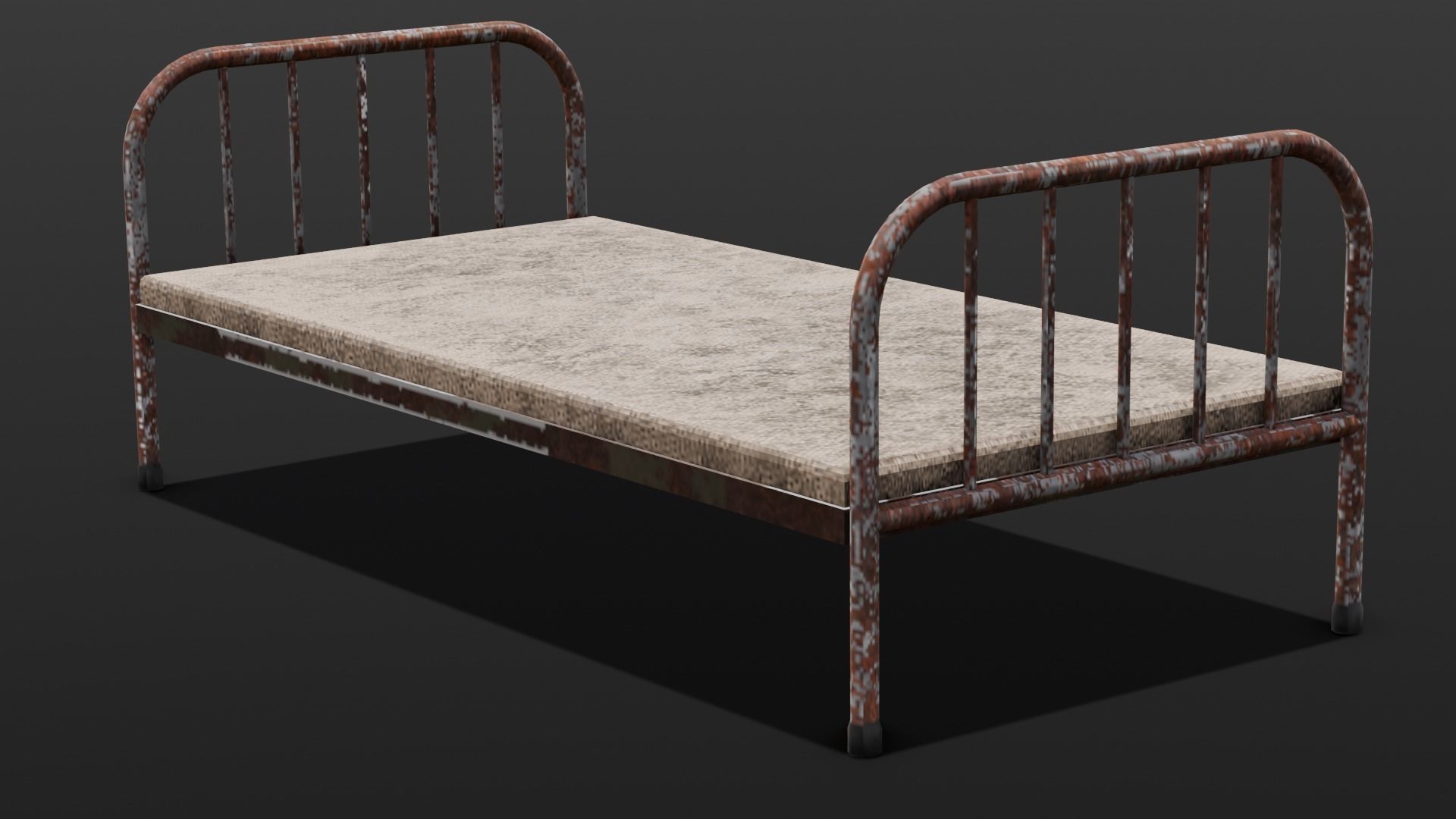 Rusted Iron Cot 3D Model  Low-poly 3D model_1