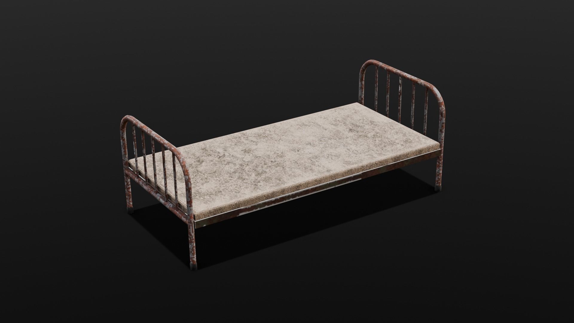 Rusted Iron Cot 3D Model  Low-poly 3D model_2