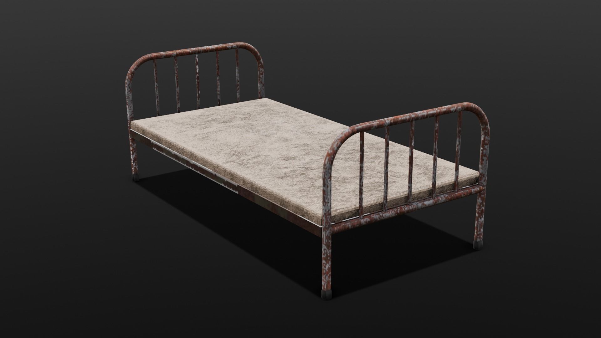 Rusted Iron Cot 3D Model  Low-poly 3D model_17