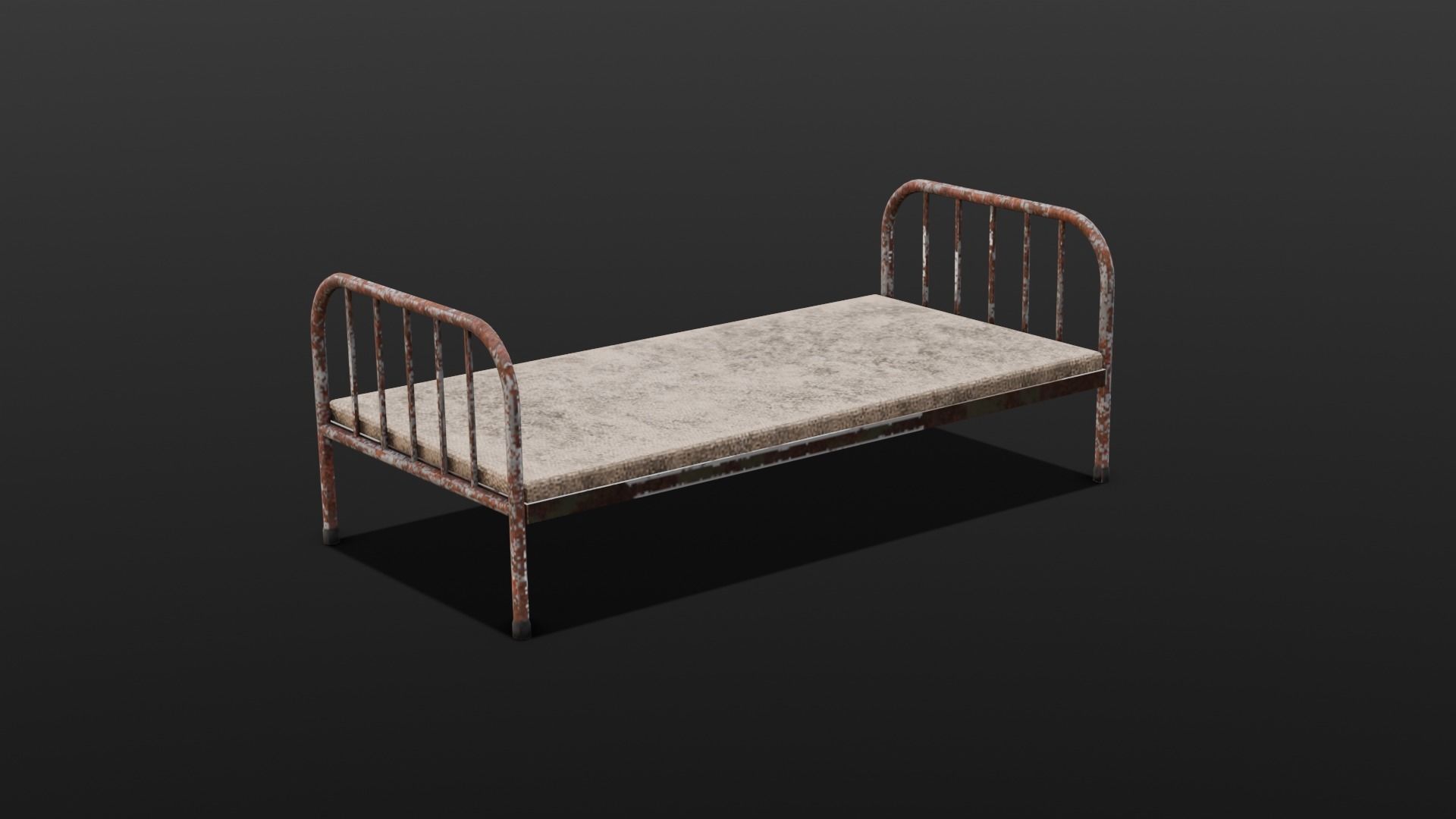 Rusted Iron Cot 3D Model  Low-poly 3D model_20