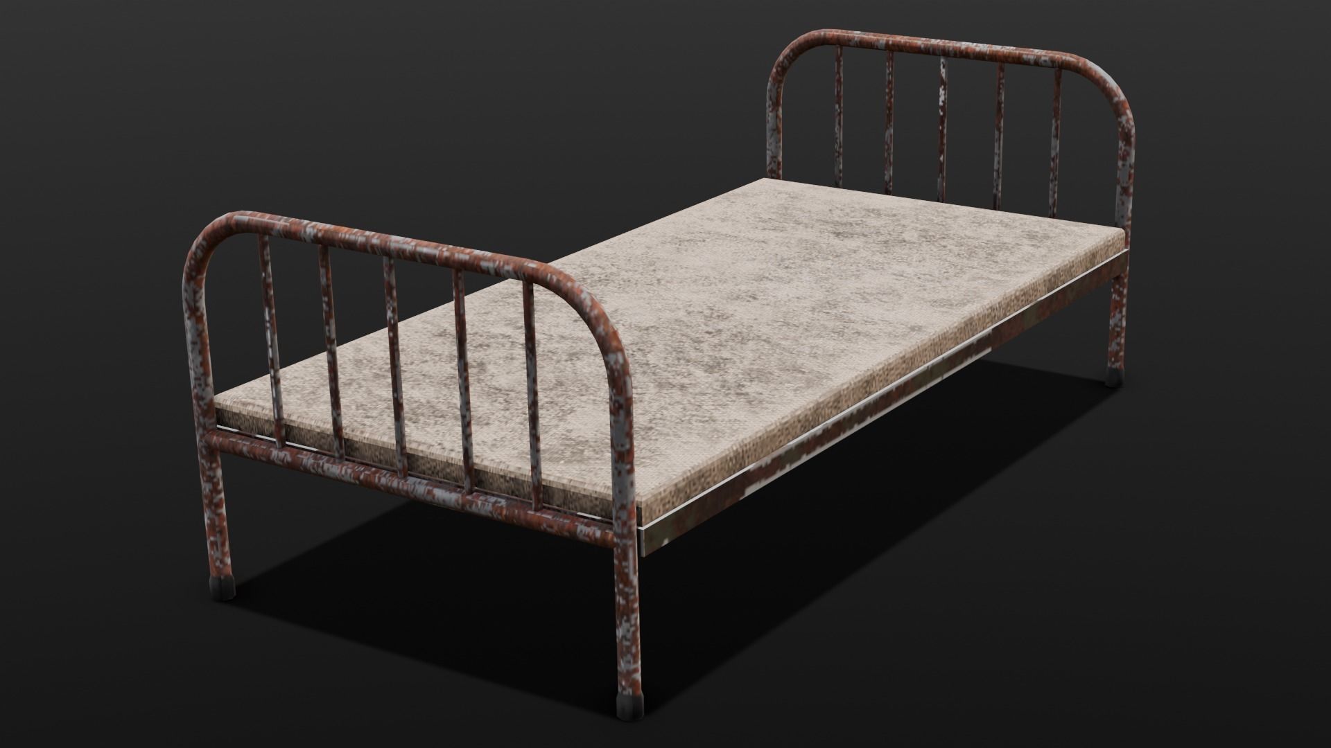 Rusted Iron Cot 3D Model  Low-poly 3D model_15