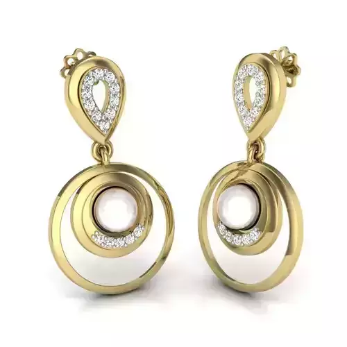 Yellow gold diamond earring-PER-011 DIA