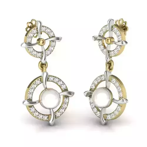 Yellow gold diamond earring-PER-012 DIA