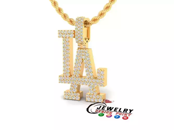 Custom LA Logo Pendant - Los Angeles City  Diamond Necklace 