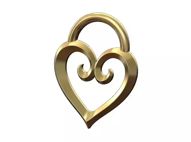 Open floral heart lock shaped pendant and charm