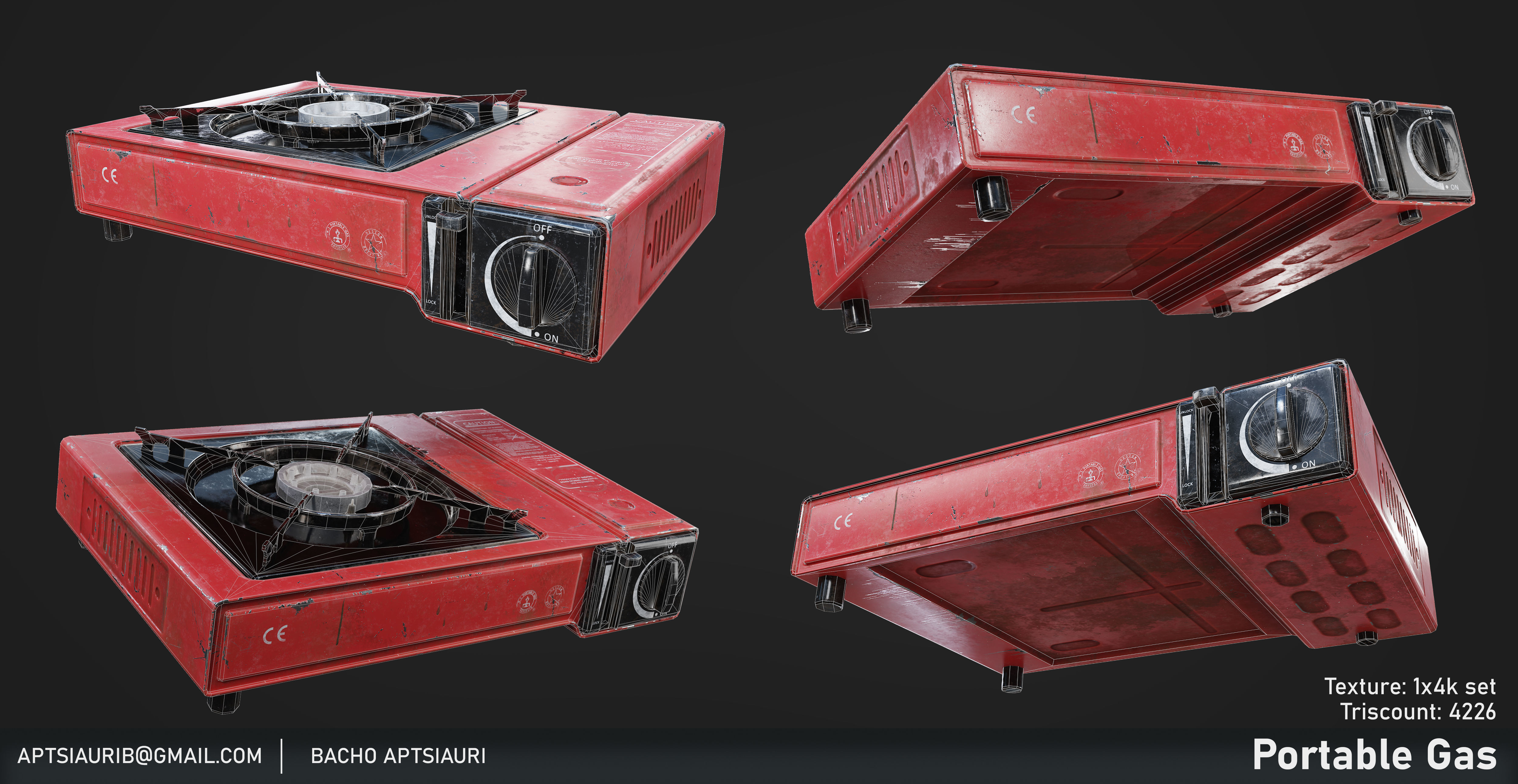 Old Portable Gas used - Optimized for Games and animations   Low-poly 3D model_5