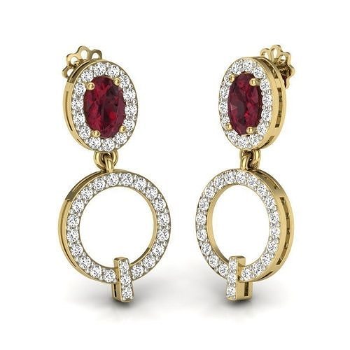 Yellow gold diamond earring-PER-013 DIA 3D print model