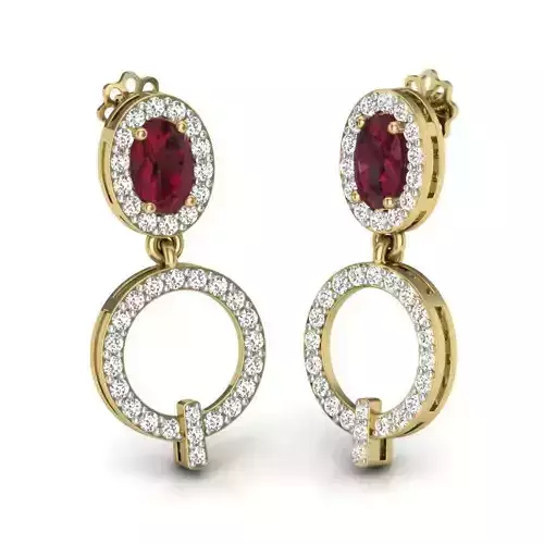 Yellow gold diamond earring-PER-013 DIA