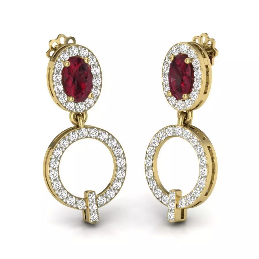 Yellow gold diamond earring-PER-013 DIA 3D print model