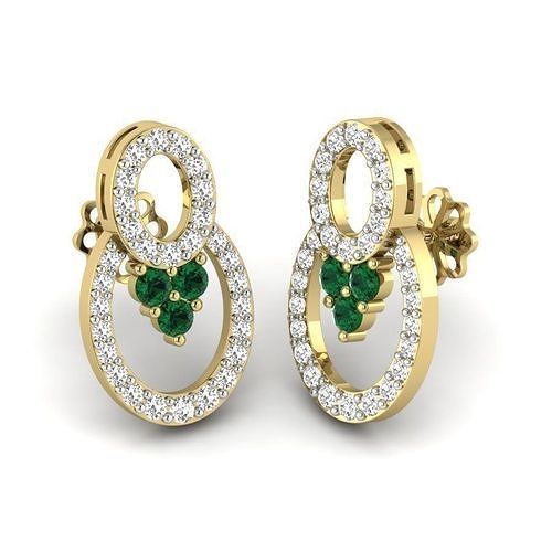 Yellow gold diamond earring-PER-014 DIA 3D print model