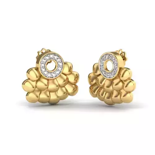 Yellow gold diamond  earring-PER-016 DIA